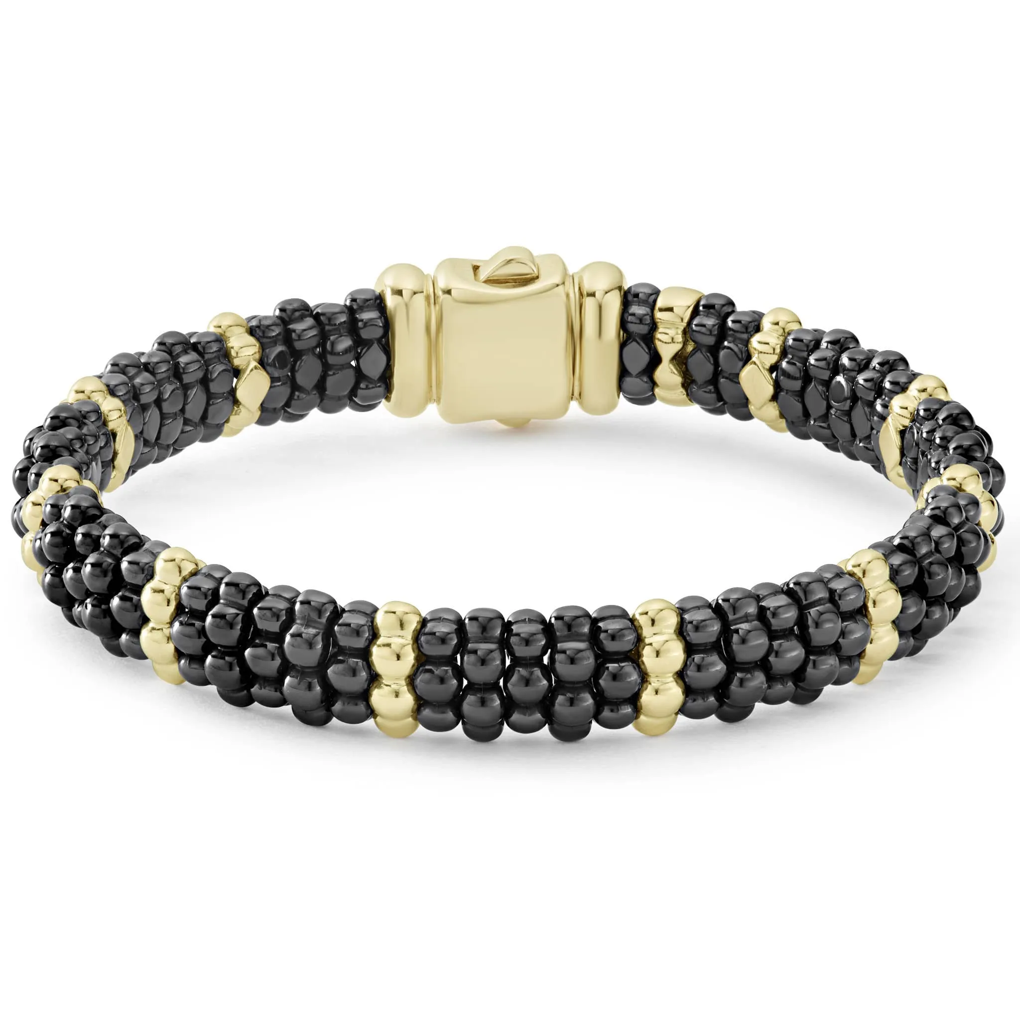 Black Caviar 18K Gold Station Ceramic Beaded Bracelet | 9mm sold by LAGOS