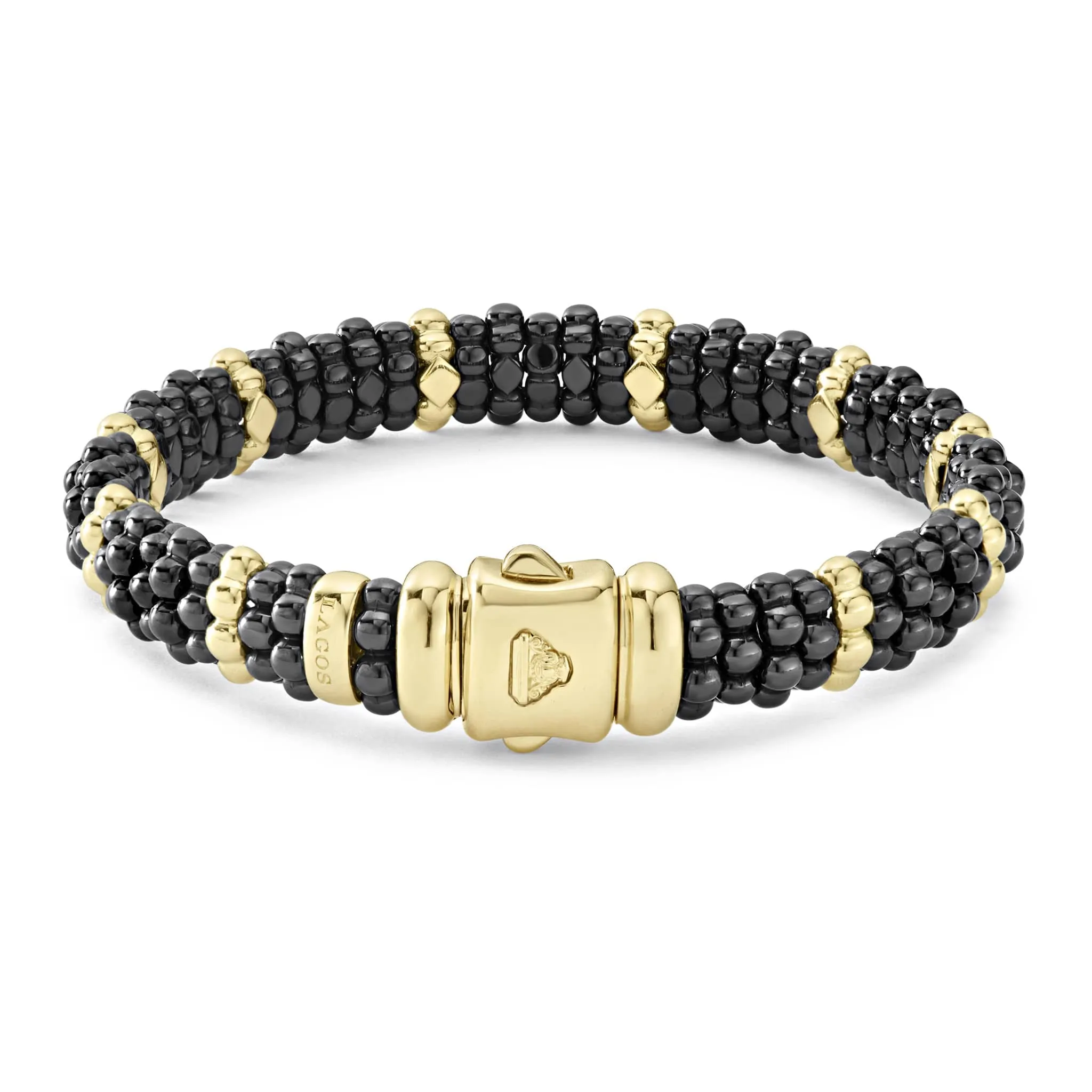 Black Caviar 18K Gold Station Ceramic Beaded Bracelet | 9mm sold by LAGOS product image thumbnail 5