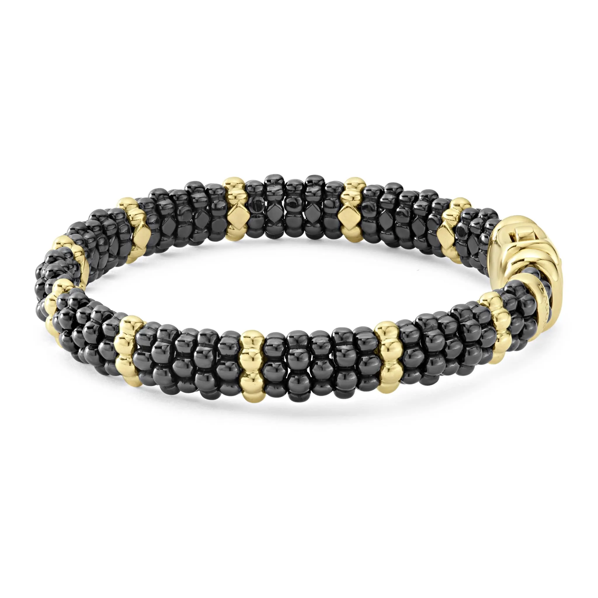 Black Caviar 18K Gold Station Ceramic Beaded Bracelet | 9mm sold by LAGOS product image thumbnail 4