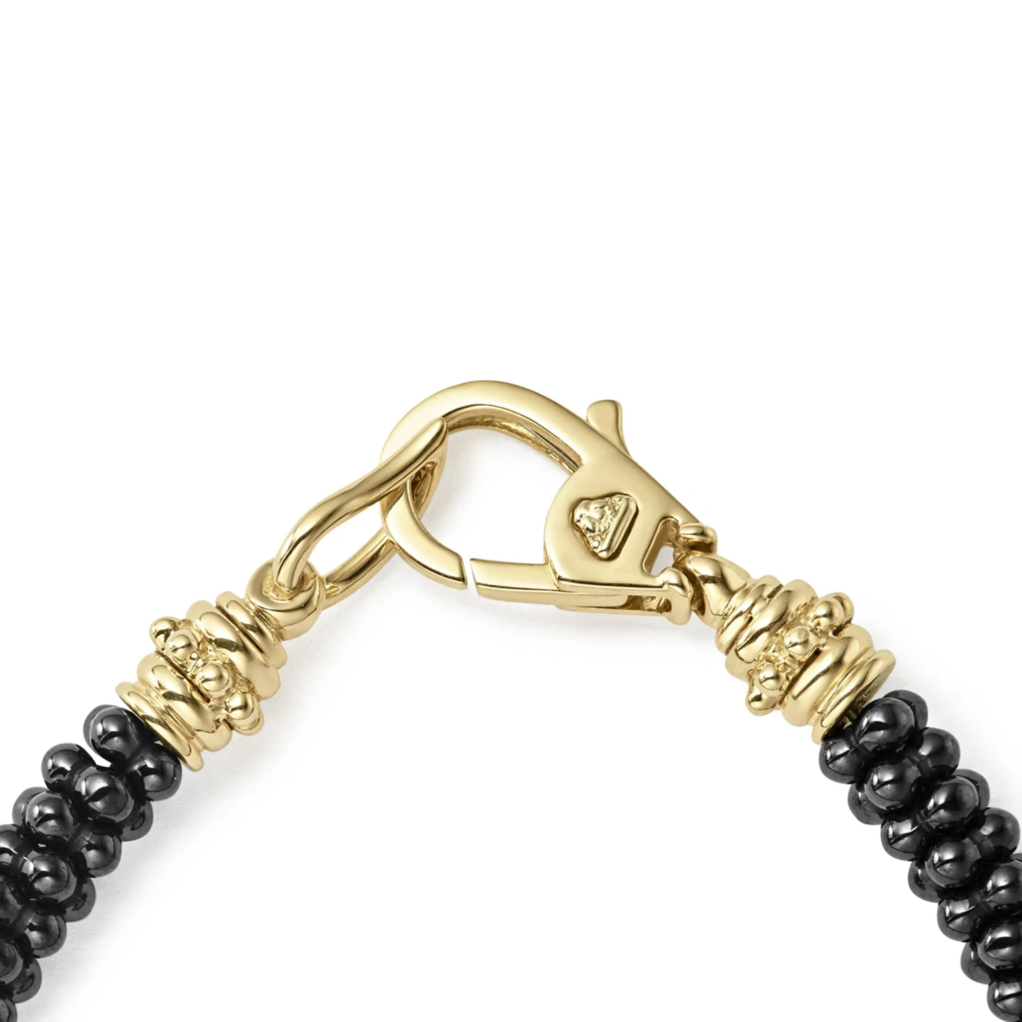 Black Caviar Five Small 18K Gold Station Ceramic Beaded Bracelet | 5mm sold by LAGOS product image thumbnail 4