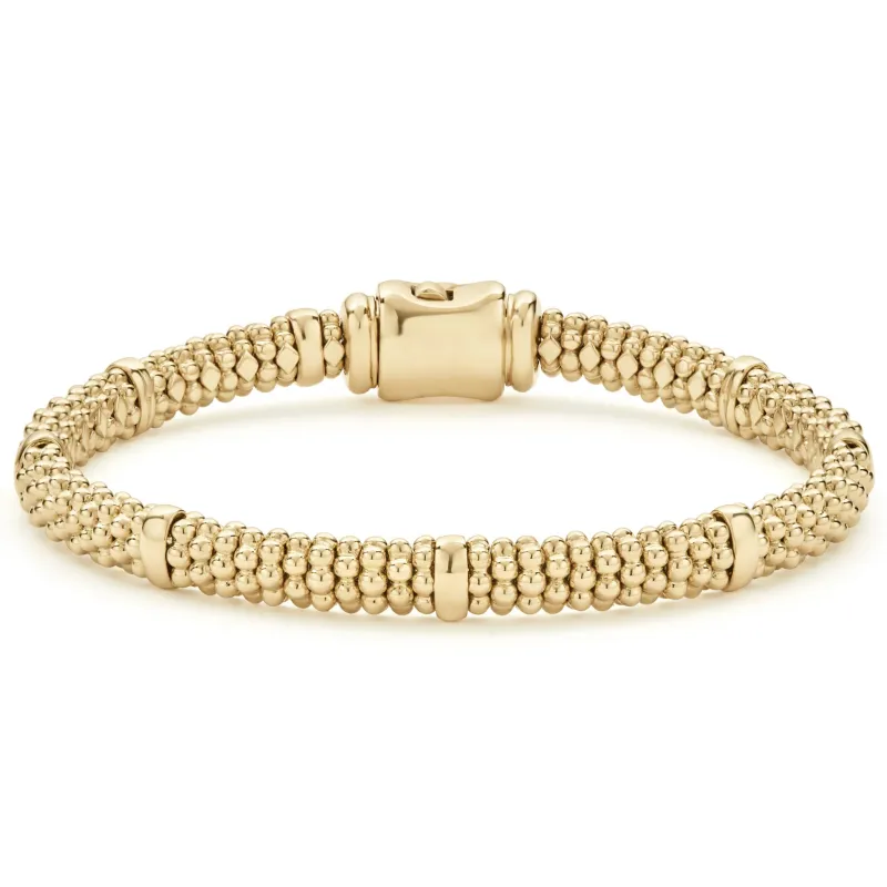 Caviar Gold 18K Gold Station Caviar Bracelet | 6mm sold by LAGOS