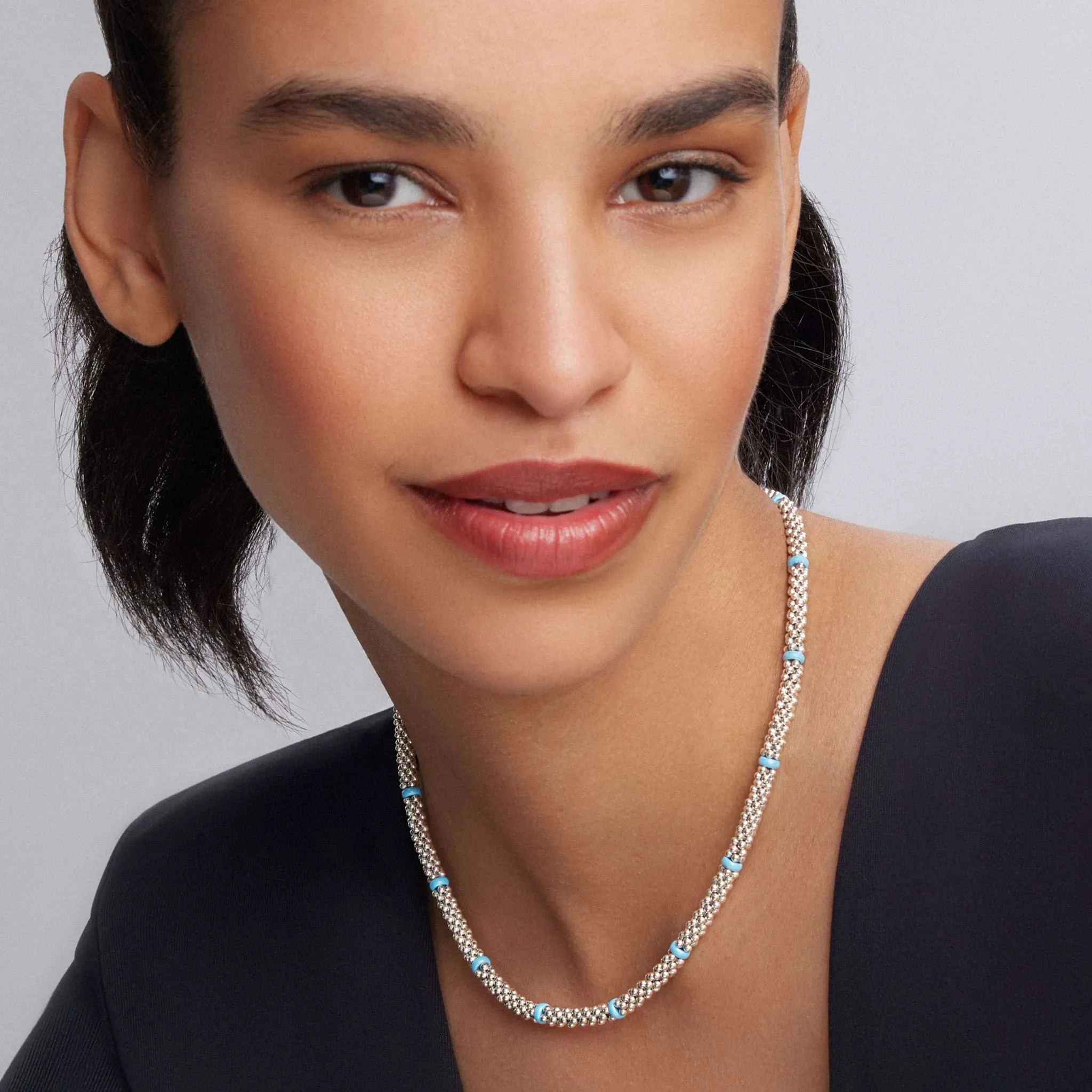 Blue Caviar Ceramic Single Bead Station Caviar Necklace sold by LAGOS product image thumbnail 2