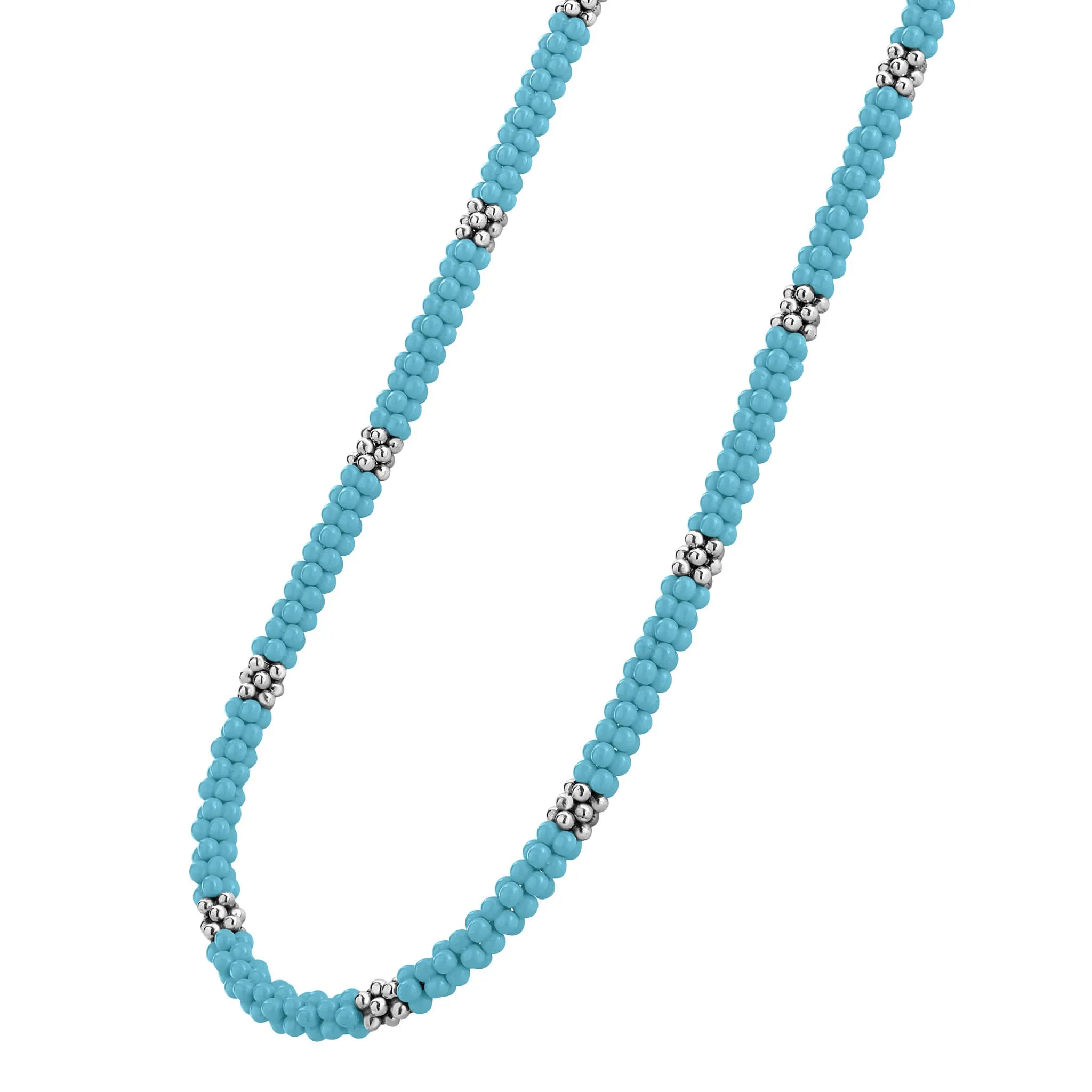 Blue Caviar Silver Station Ceramic Beaded Necklace 5mm sold by LAGOS product image thumbnail 5