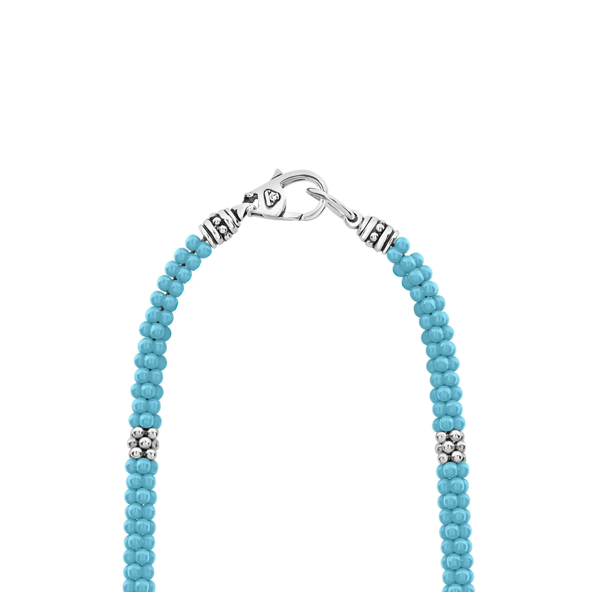 Blue Caviar Silver Station Ceramic Beaded Necklace 5mm sold by LAGOS product image thumbnail 4