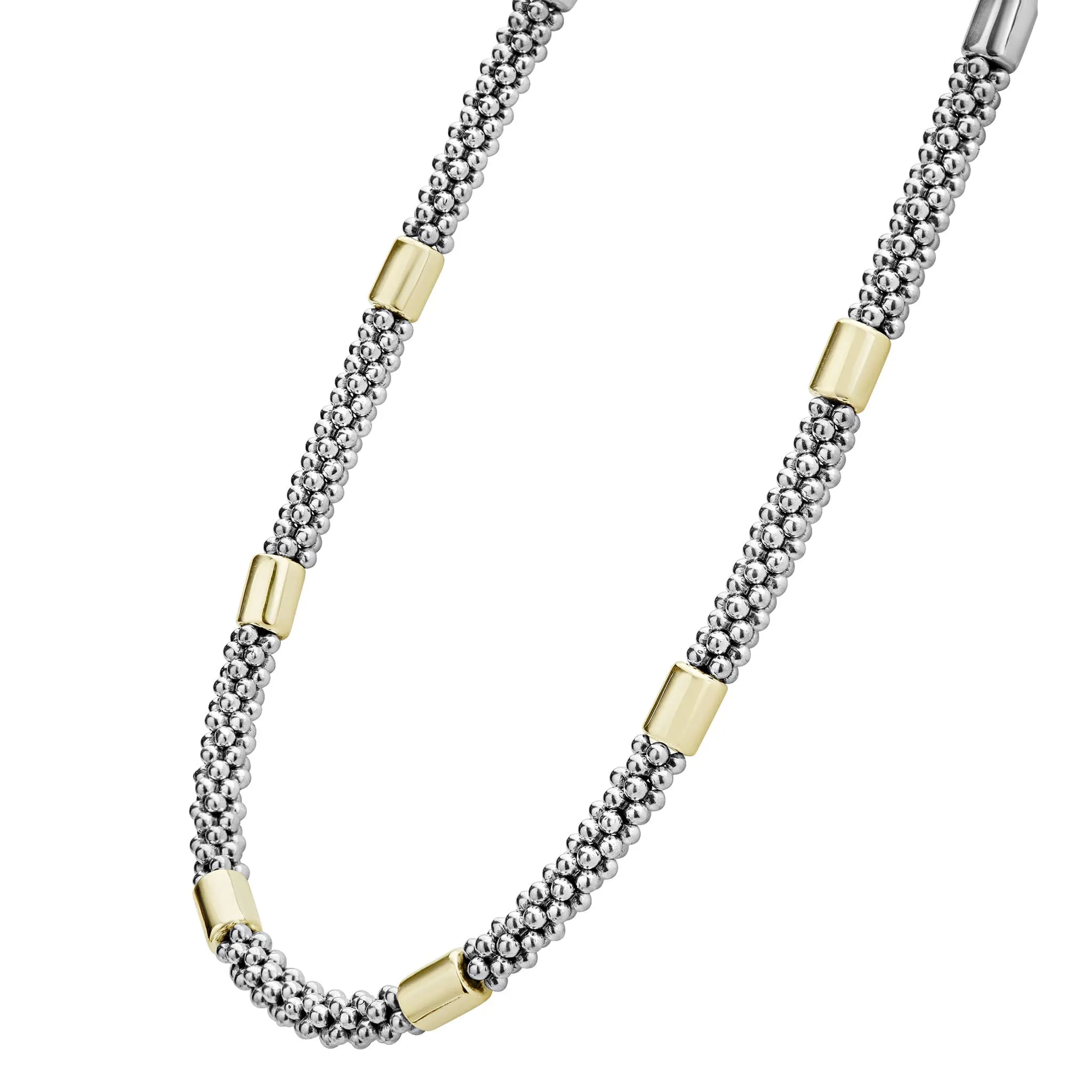 High Bar Two-Tone Station Caviar Necklace | 5mm sold by LAGOS product image thumbnail 5