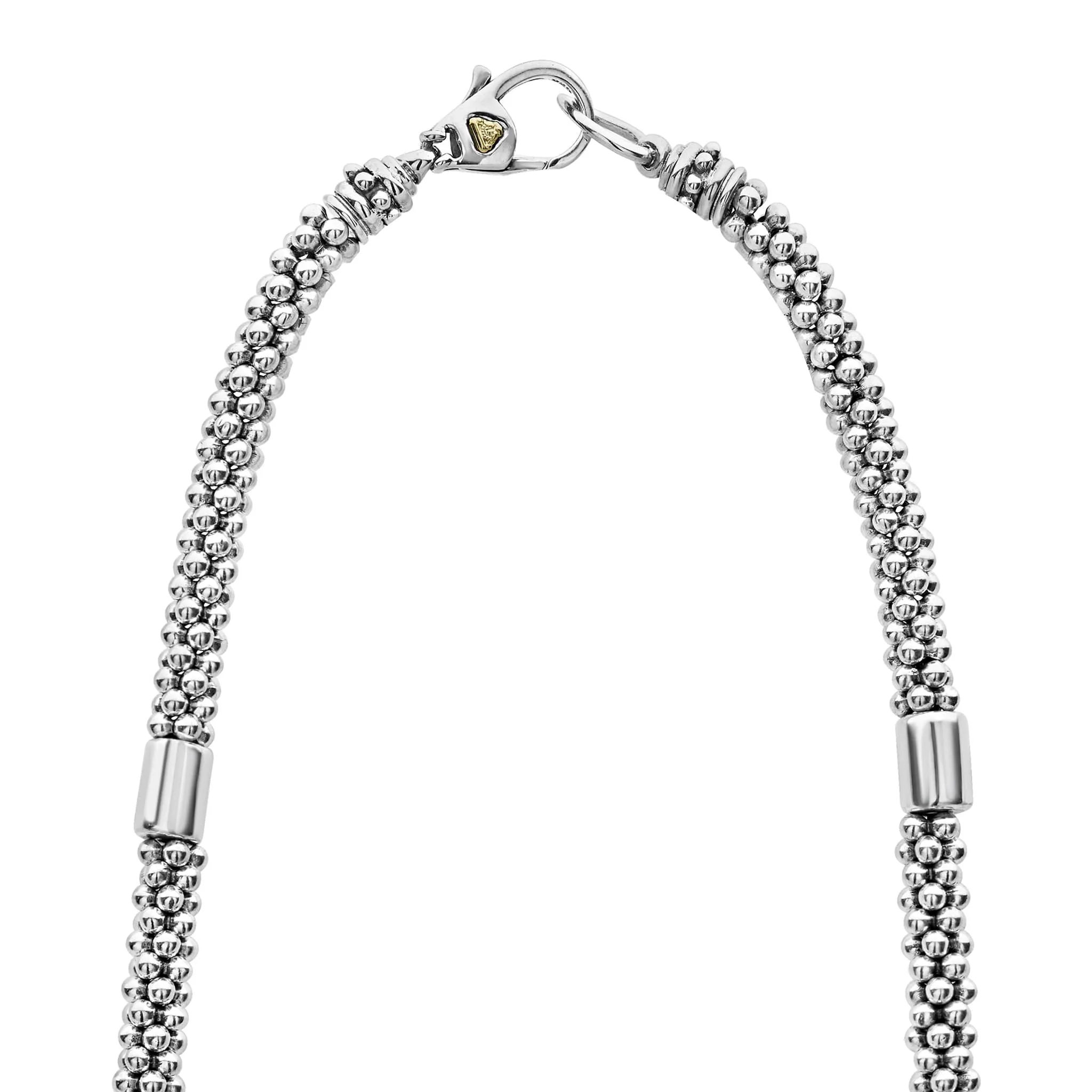 High Bar Two-Tone Station Caviar Necklace | 5mm sold by LAGOS product image thumbnail 4