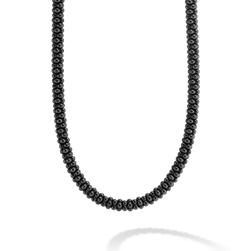 Black Caviar Black Ceramic Beaded Necklace | 5mm sold by LAGOS