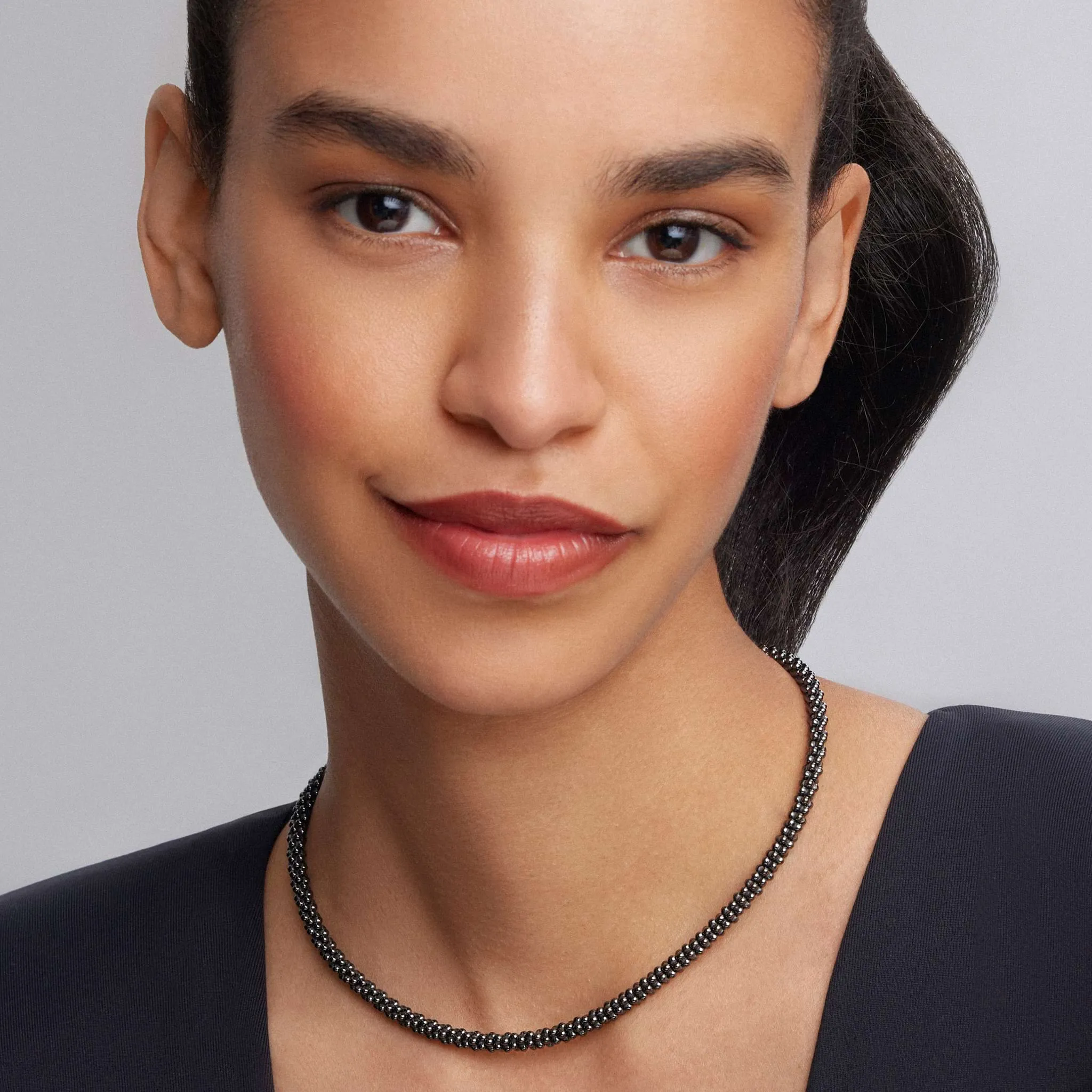 Black Caviar Black Ceramic Beaded Necklace | 5mm sold by LAGOS product image thumbnail 2