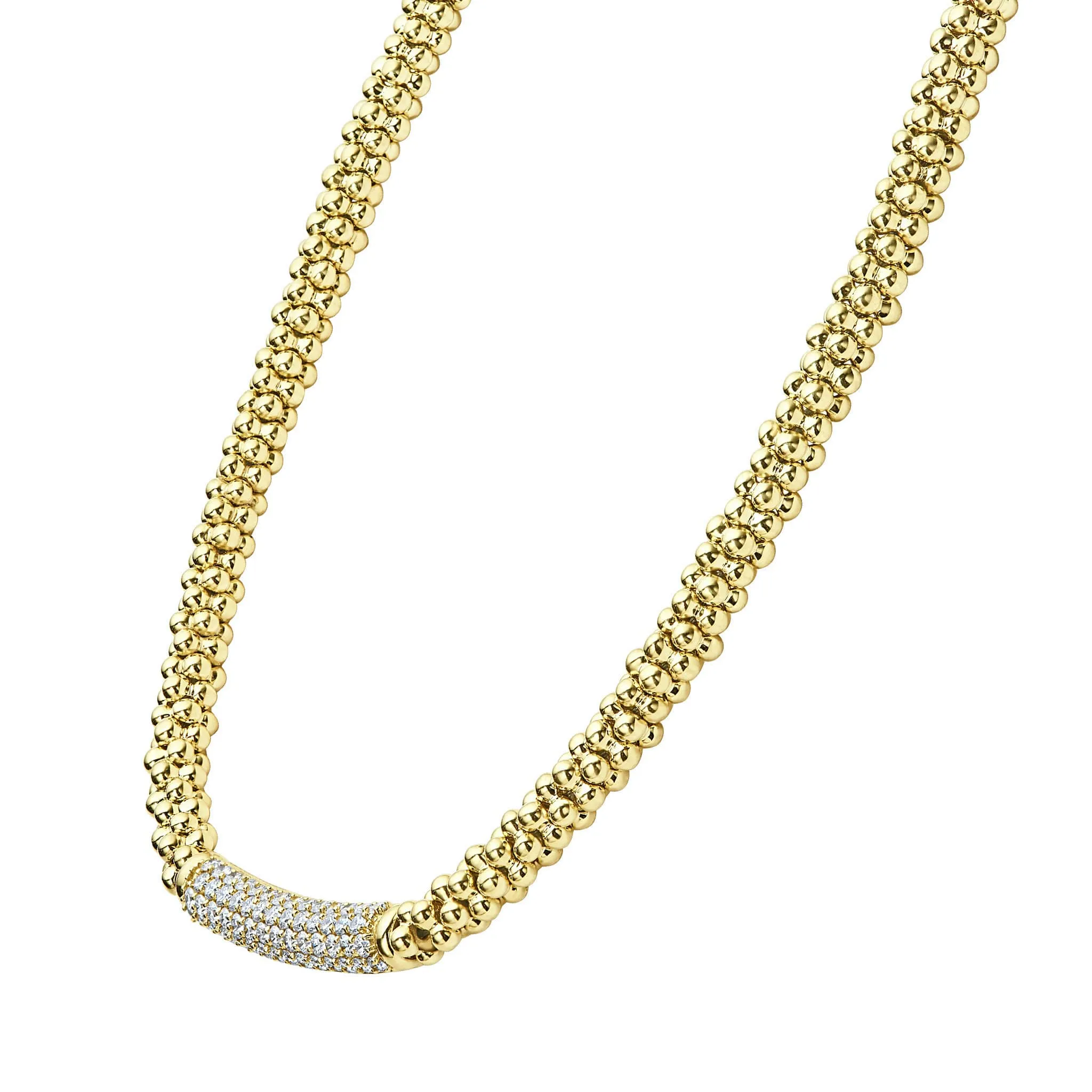 Caviar Gold Diamond Long Station Caviar Necklace (studio) sold by LAGOS product image thumbnail 5