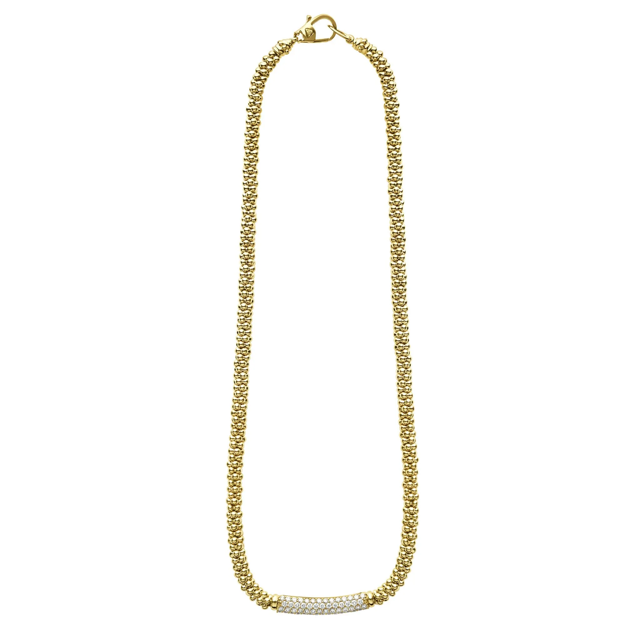 Caviar Gold Diamond Long Station Caviar Necklace (studio) sold by LAGOS product image thumbnail 3