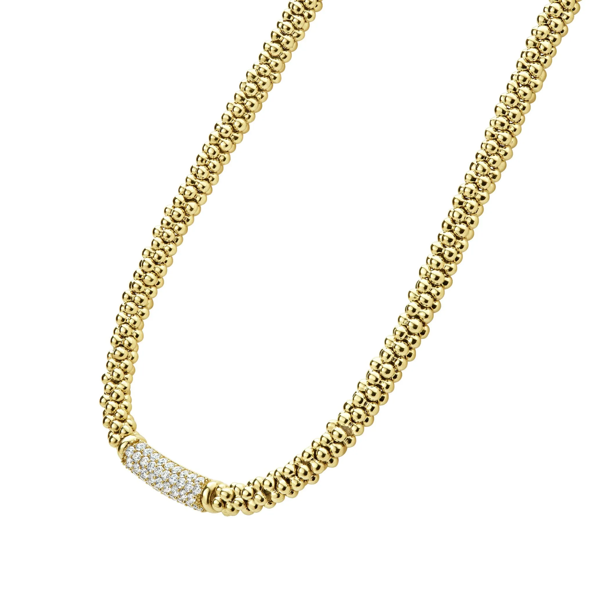 Caviar Gold Diamond Medium Station Caviar Necklace (studio) sold by LAGOS product image thumbnail 5