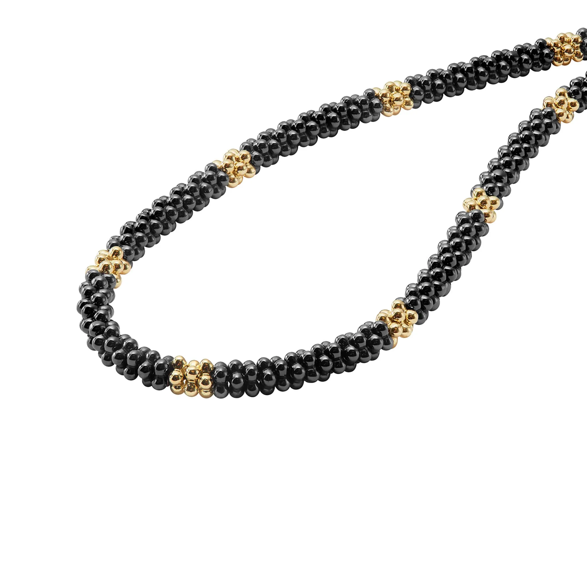 Black Caviar 18K Gold Small Station Ceramic Beaded Necklace | 5mm sold by LAGOS product image thumbnail 5
