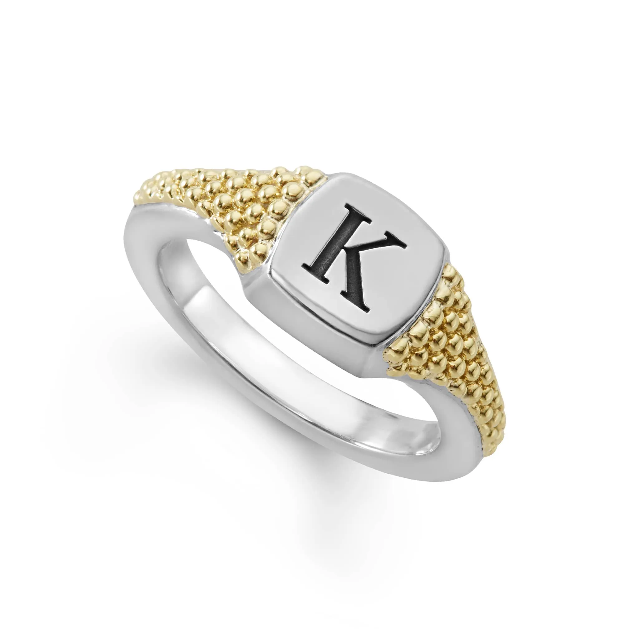 Signature Caviar Square Signet Ring sold by LAGOS