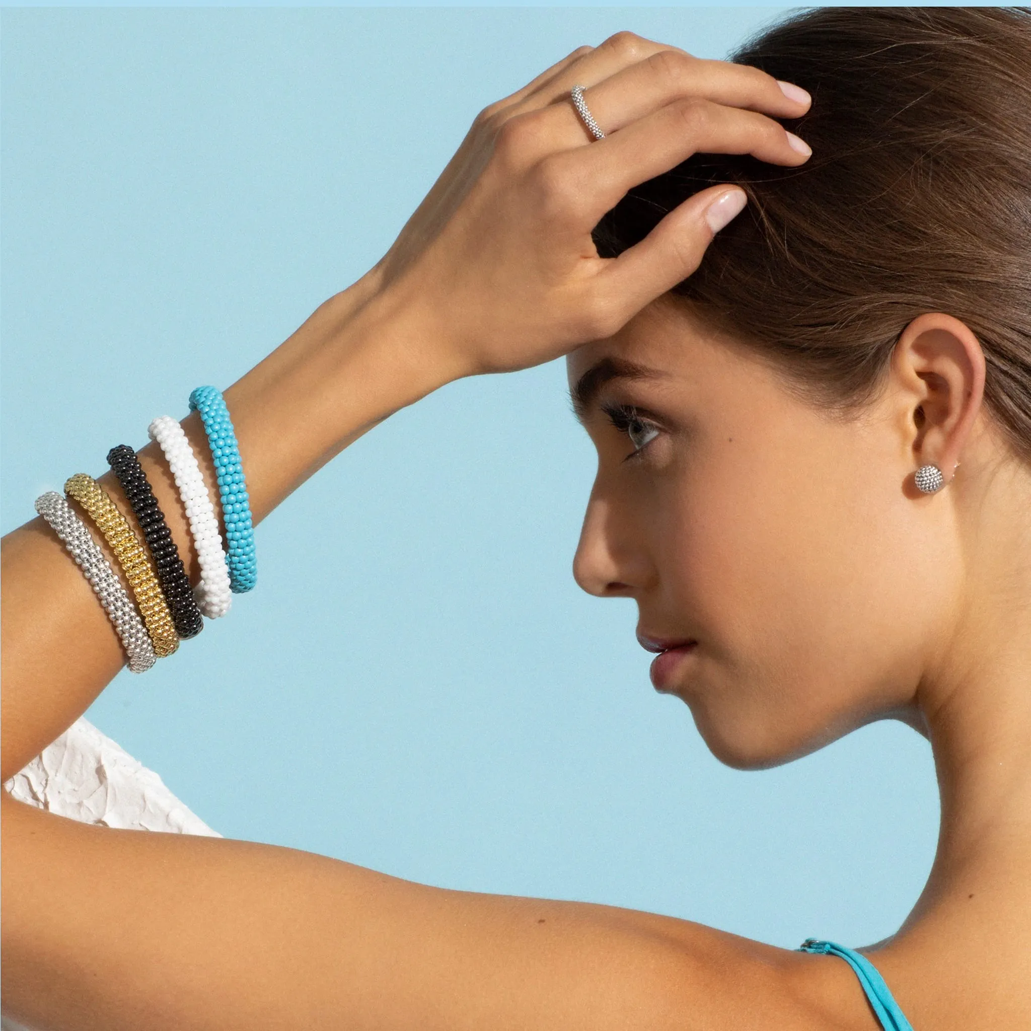 Signature Caviar Silver Caviar Stacking Ring sold by LAGOS product image thumbnail 5