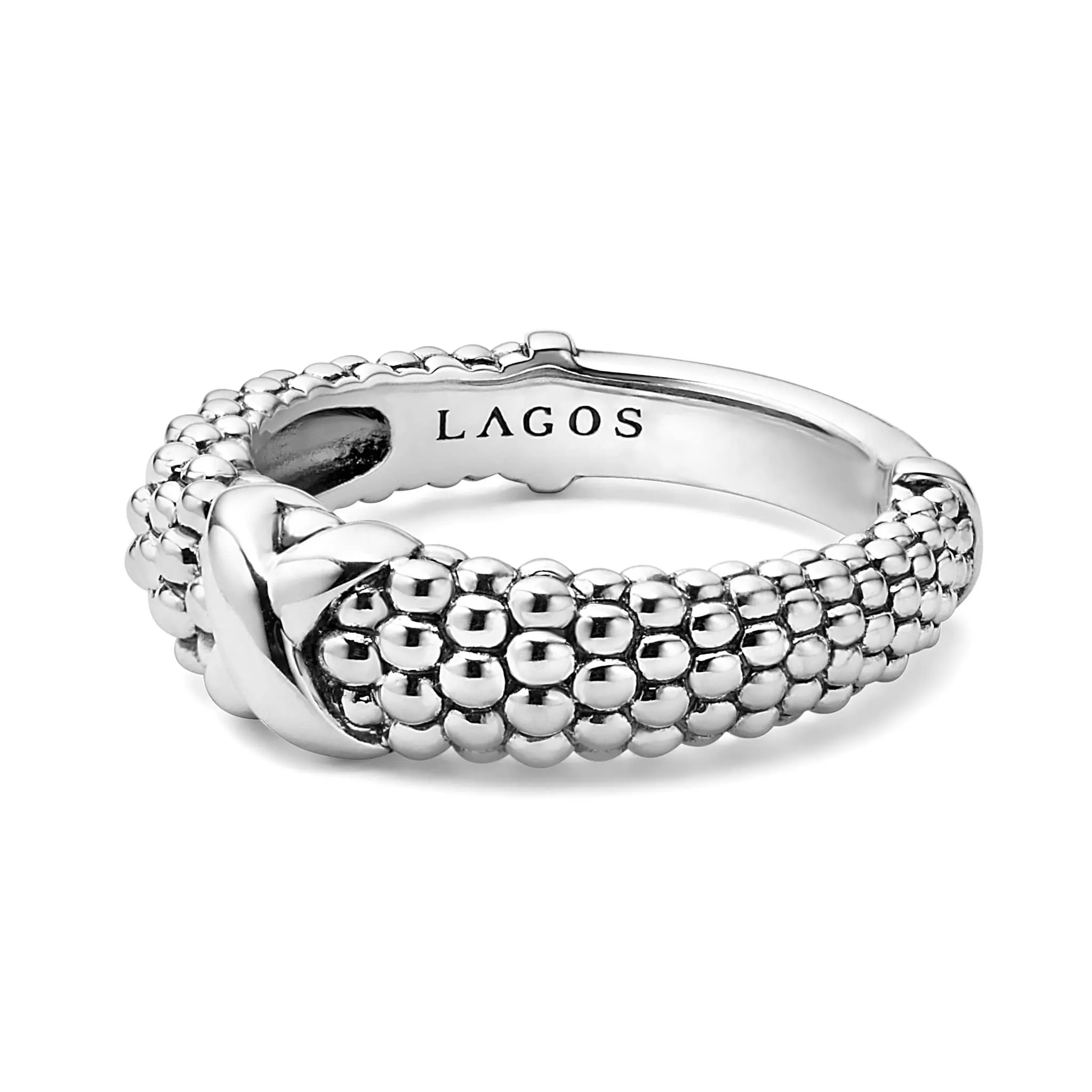 Embrace Sterling Silver X Beaded Ring sold by LAGOS product image thumbnail 4