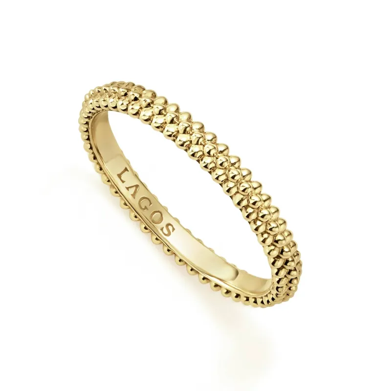 Caviar Gold 18K Gold Caviar Stacking Ring sold by LAGOS