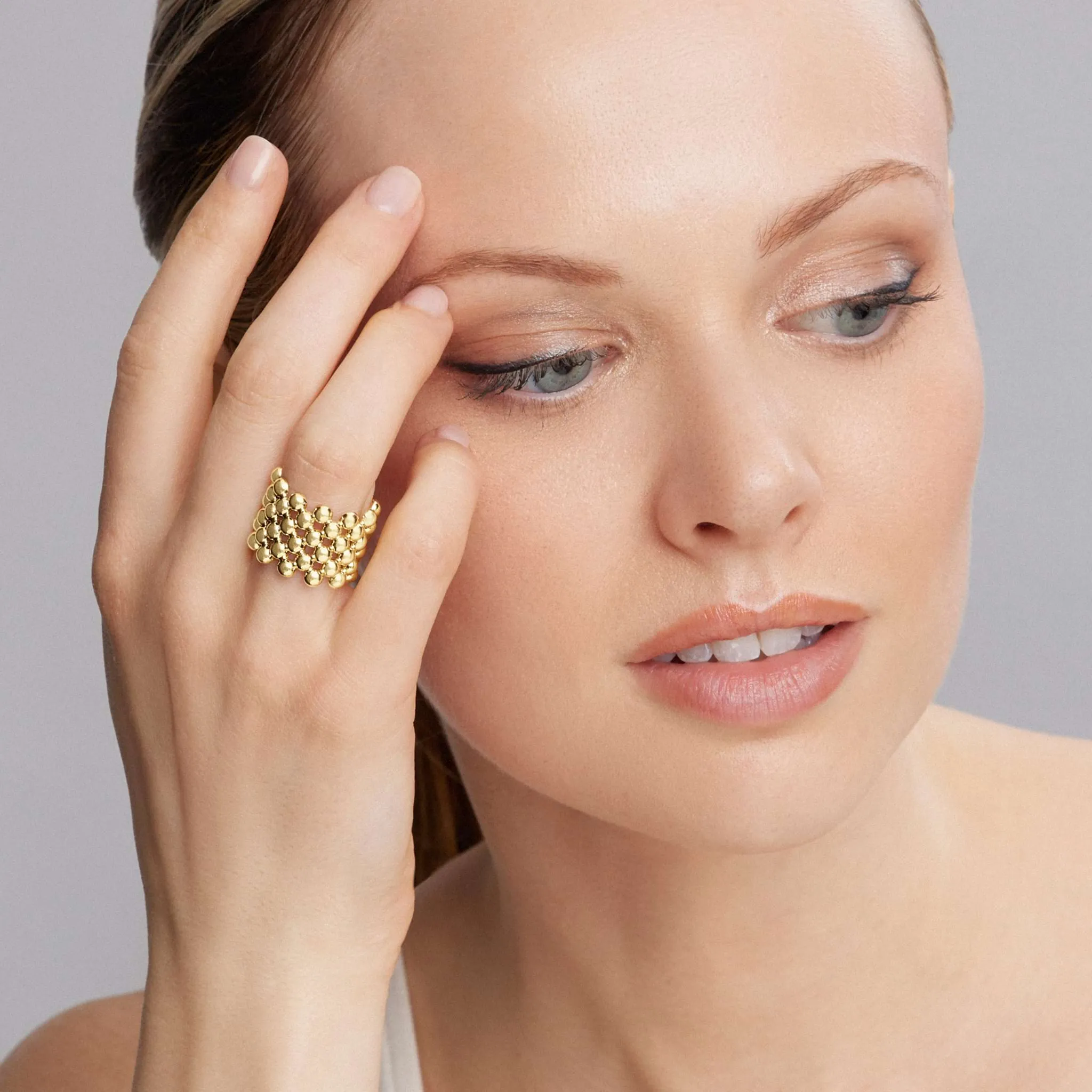 Caviar Gold Wide Beaded 18K Gold Ring sold by LAGOS product image thumbnail 2