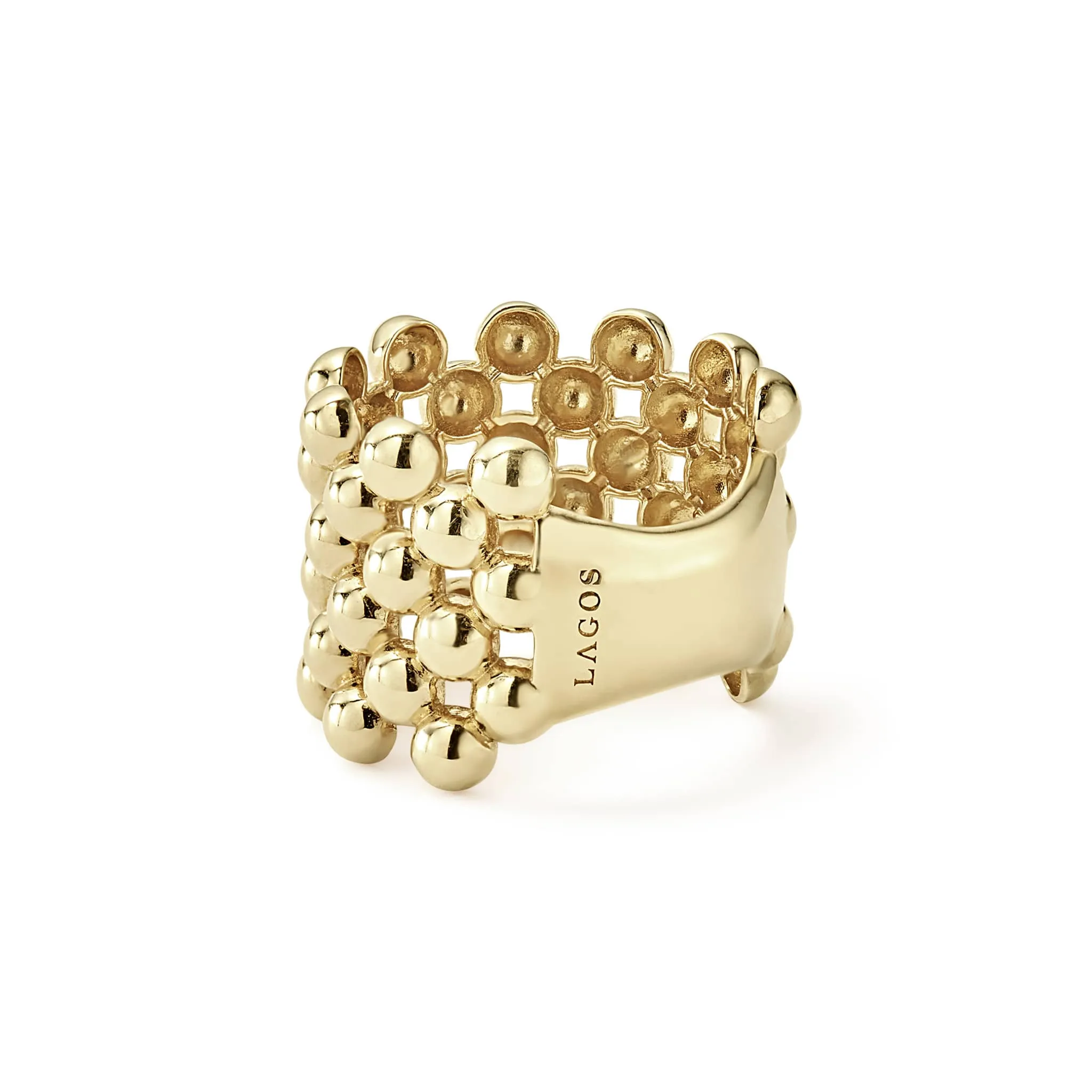 Caviar Gold Wide Beaded 18K Gold Ring sold by LAGOS product image thumbnail 4