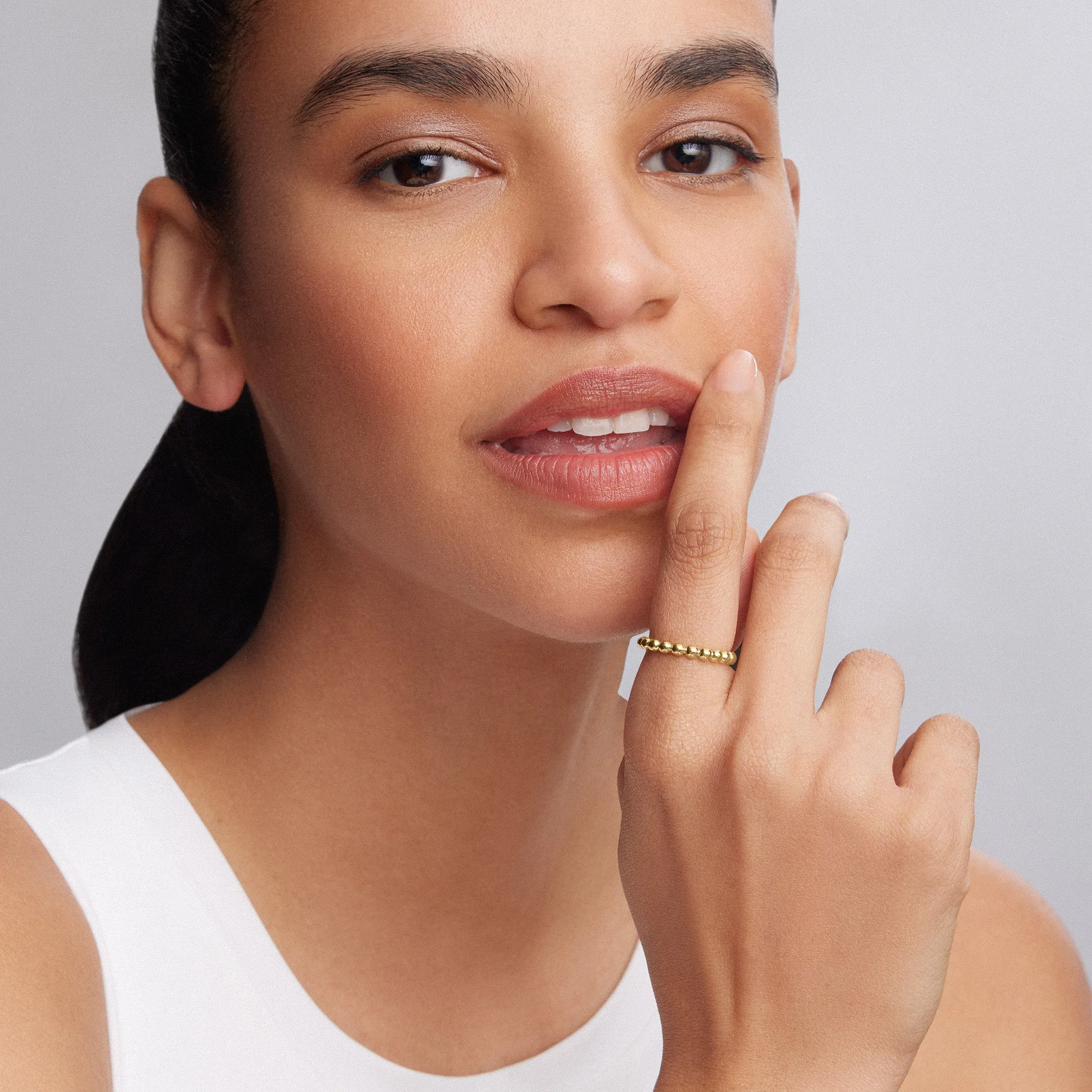 Caviar Gold 18K Gold Beaded Stacking Ring sold by LAGOS product image thumbnail 2