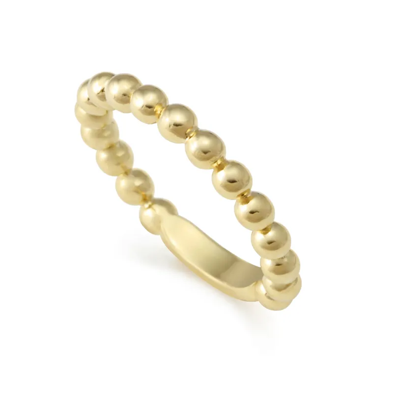Caviar Gold 18K Gold Beaded Stacking Ring sold by LAGOS