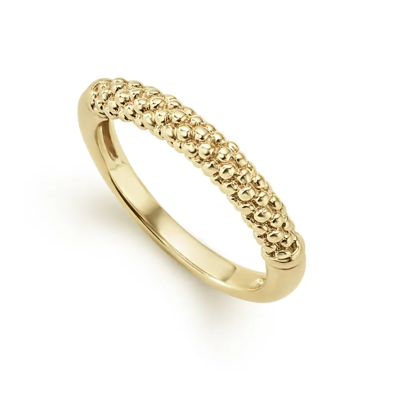 Caviar Gold 18K Gold Caviar Beaded Stacking Ring sold by LAGOS