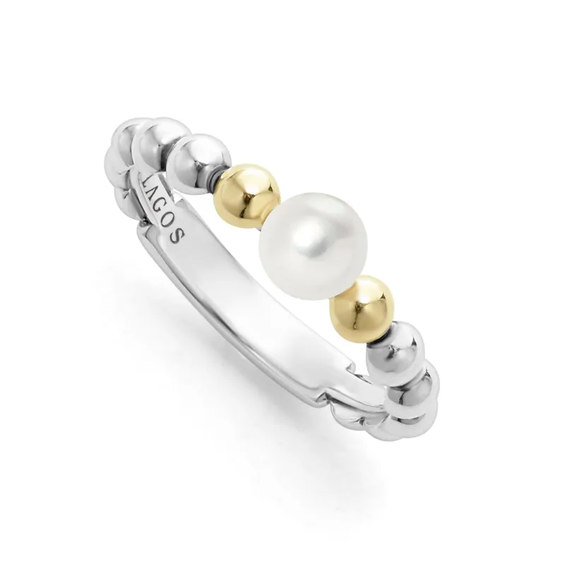 Luna Two-Tone Pearl Ring sold by LAGOS