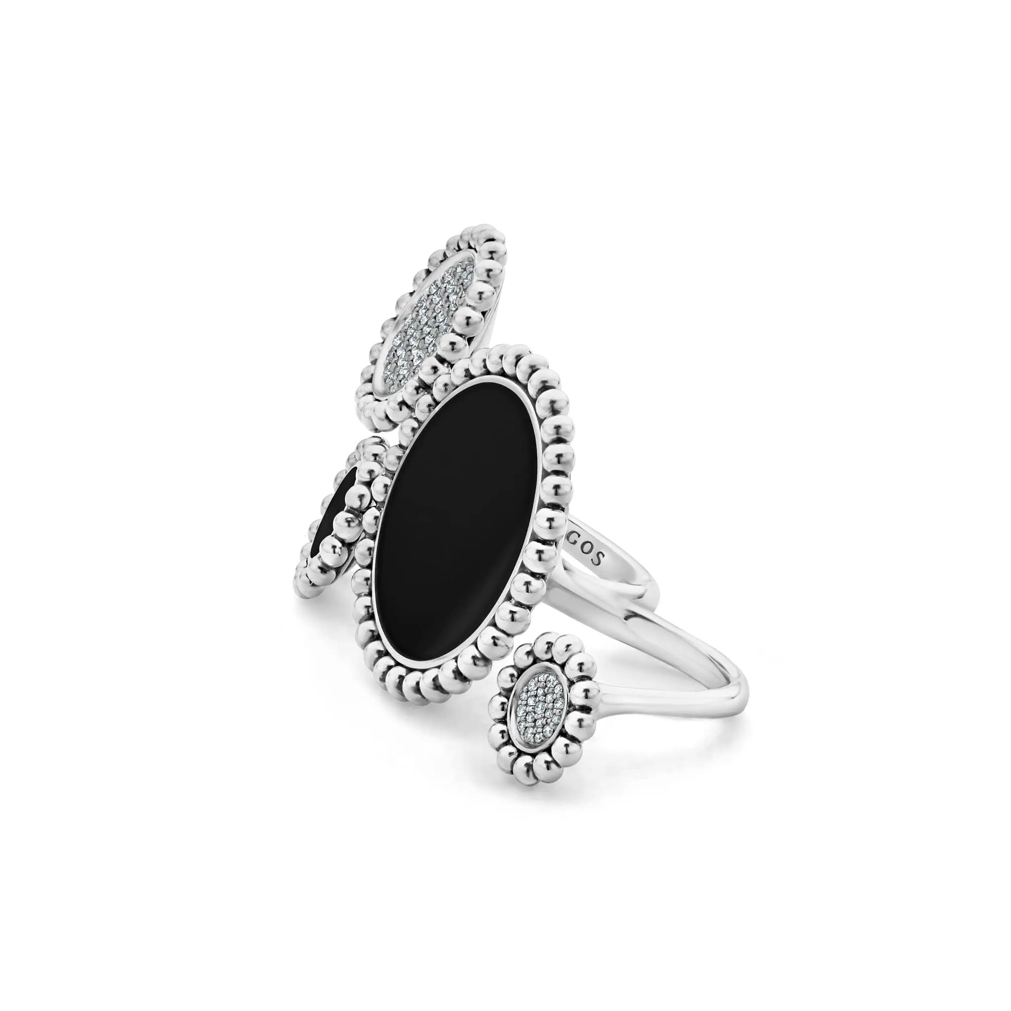 Maya Onyx and Diamond Circle Statement Ring (studio) sold by LAGOS product image thumbnail 4