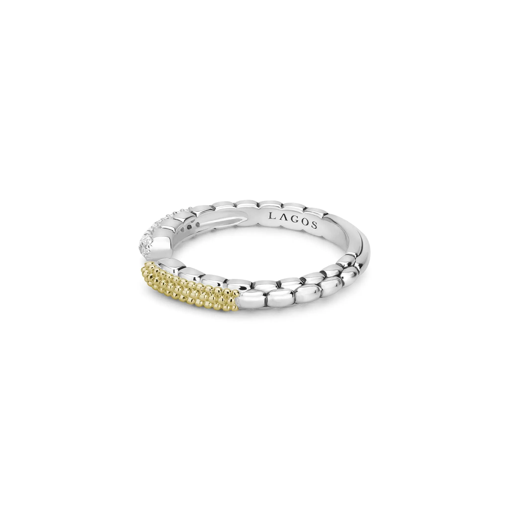 Caviar Lux Open Diamond Stacking Ring sold by LAGOS product image thumbnail 4
