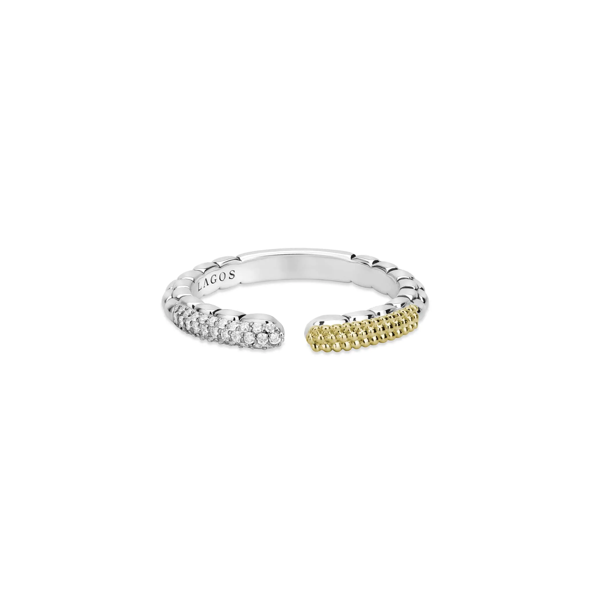 Caviar Lux Open Diamond Stacking Ring sold by LAGOS product image thumbnail 3