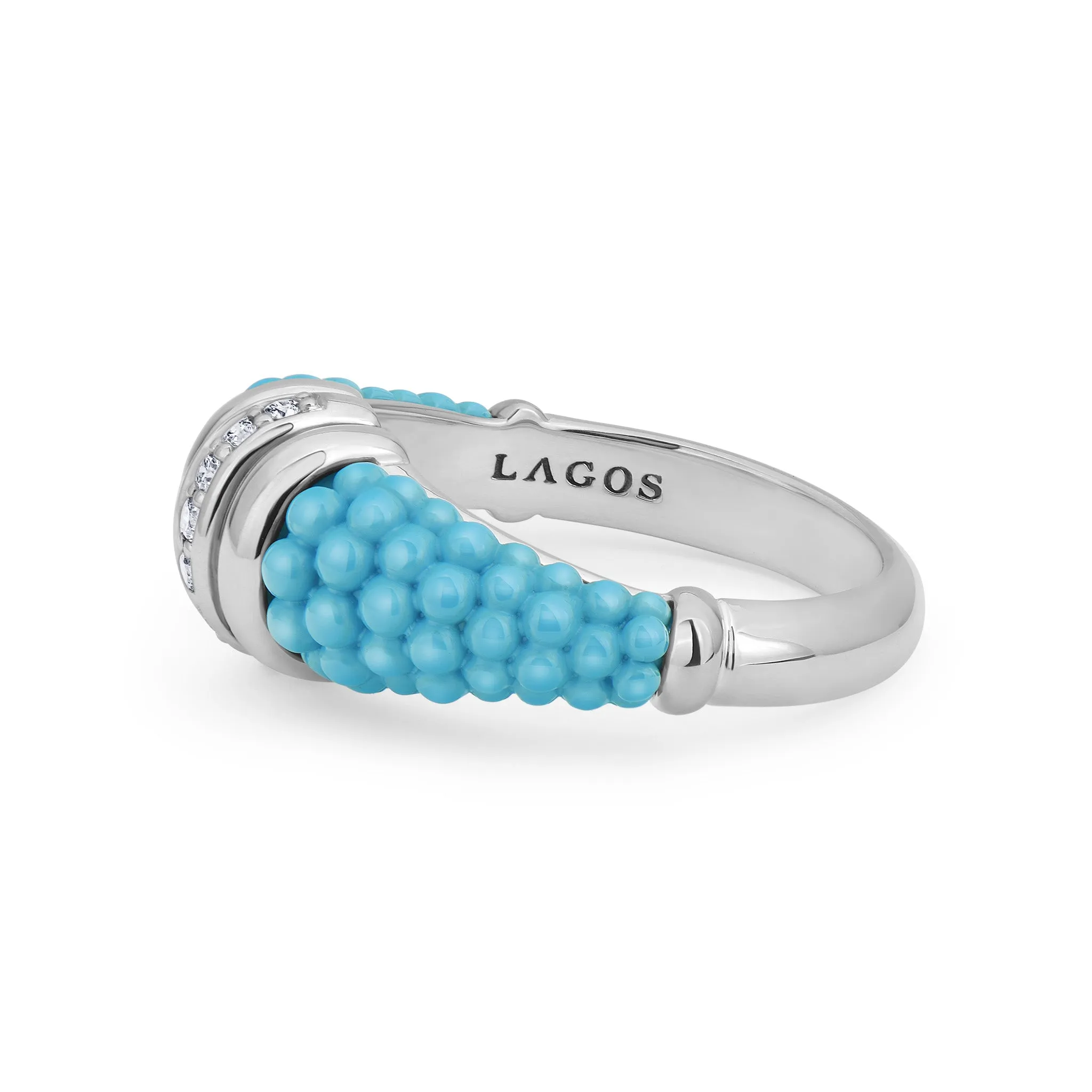 Blue Caviar Large Blue Ceramic Diamond Stacking Ring sold by LAGOS product image thumbnail 3
