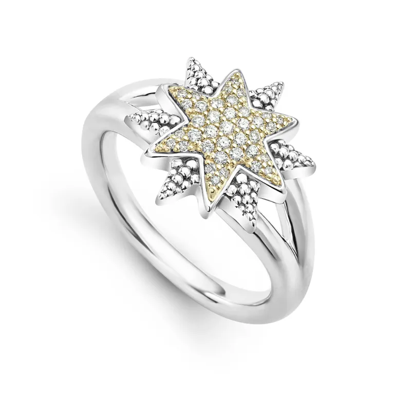 North Star Two-Tone Star Diamond Ring sold by LAGOS