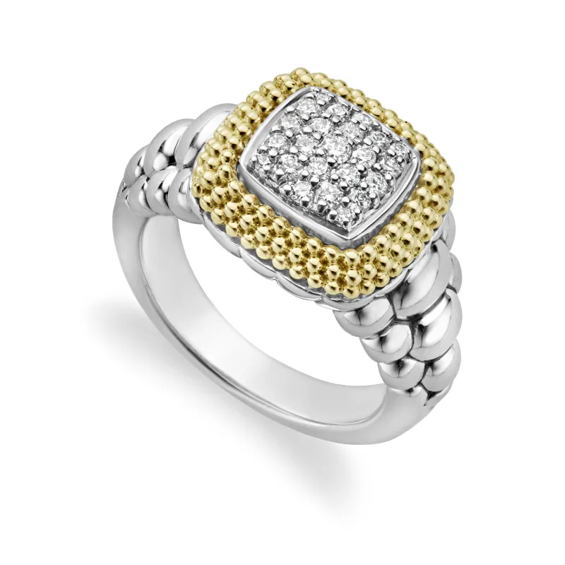 Caviar Lux Square Diamond Statement Ring sold by LAGOS