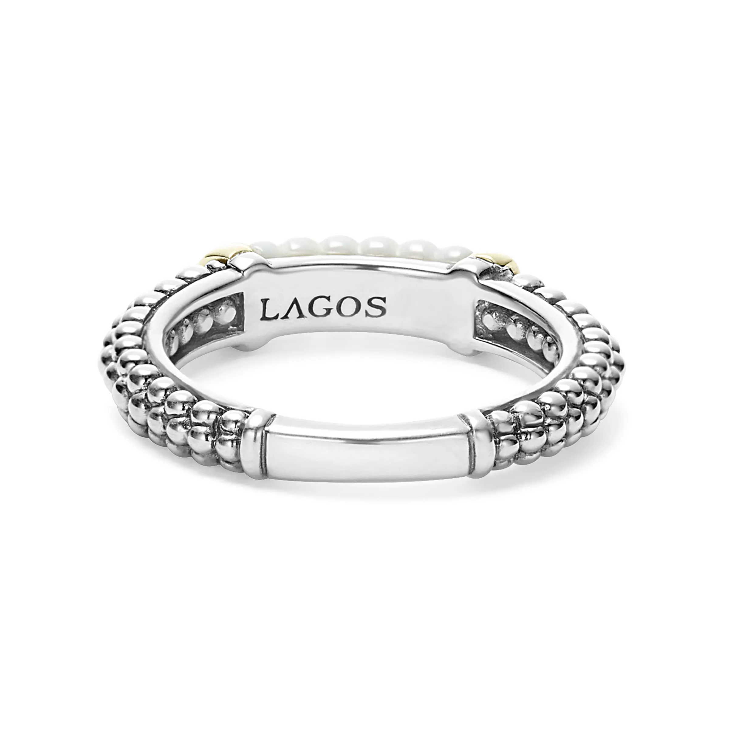 White Caviar Ceramic Two-Tone Caviar Stacking Ring sold by LAGOS product image thumbnail 5