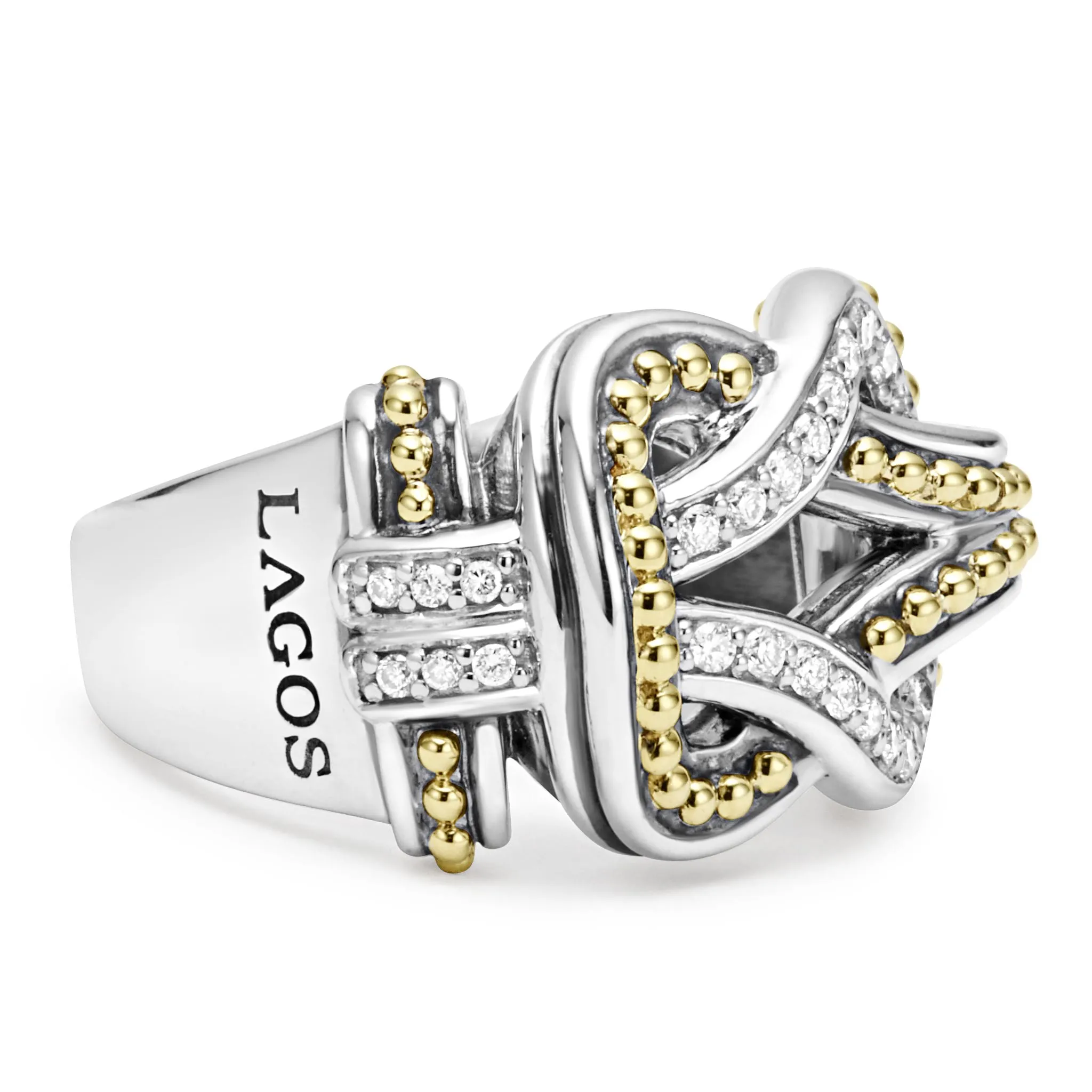 Newport Two-Tone Knot Diamond Statement Ring sold by LAGOS product image thumbnail 4