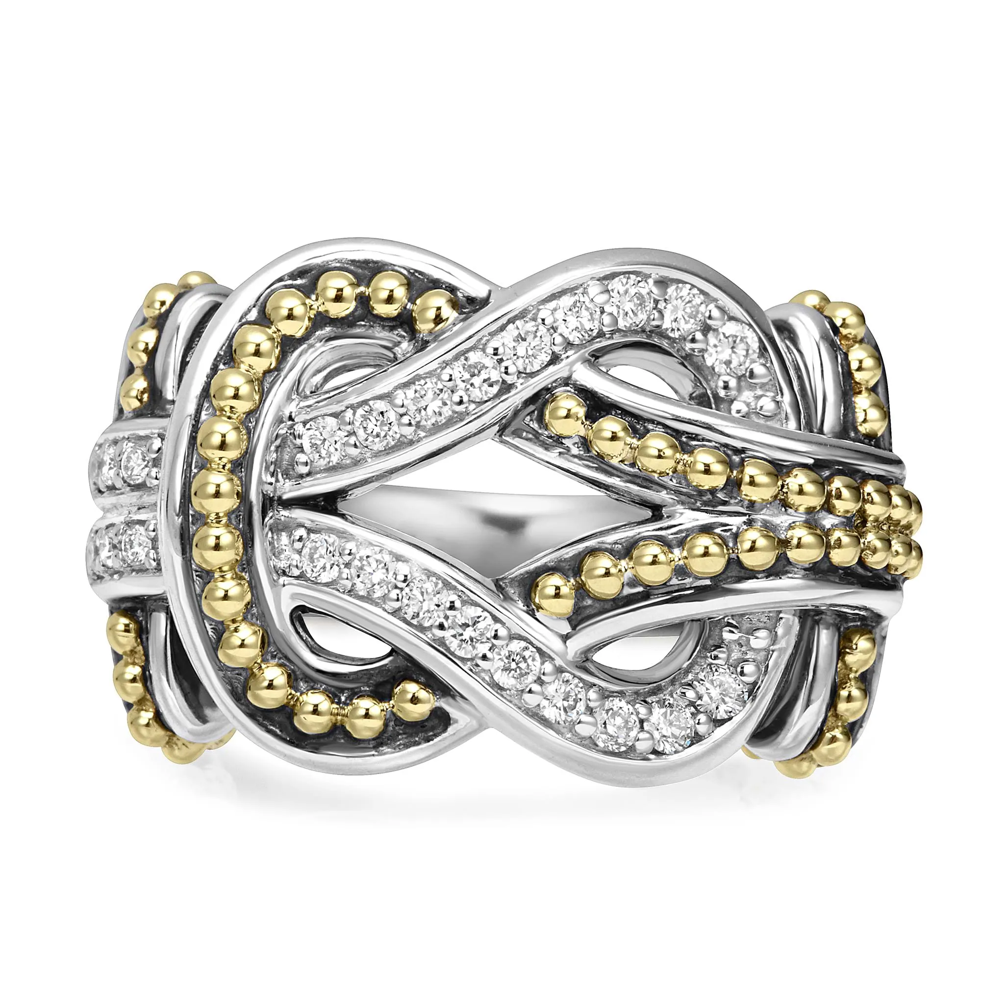Newport Two-Tone Knot Diamond Statement Ring sold by LAGOS product image thumbnail 3