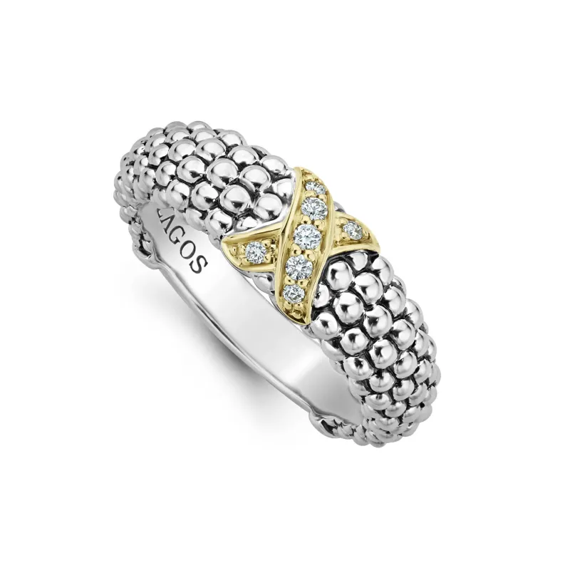 Embrace Two-Tone X Caviar Diamond Ring sold by LAGOS