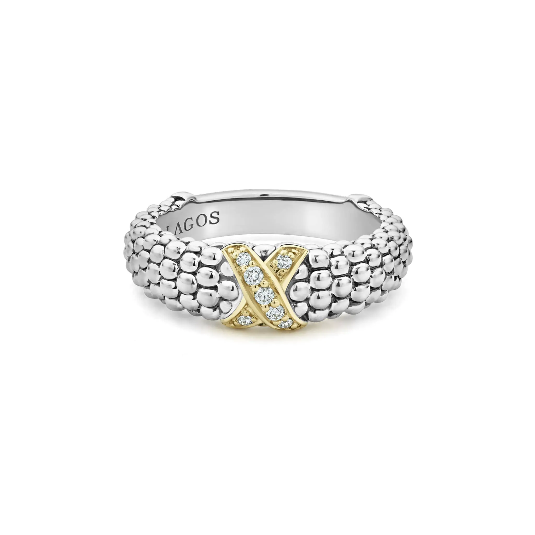 Embrace Two-Tone X Caviar Diamond Ring sold by LAGOS product image thumbnail 3