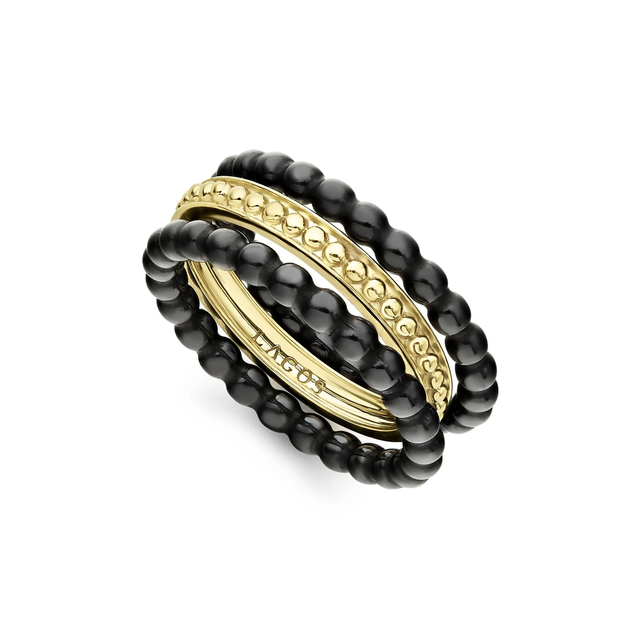 Meridian 18K Gold and Ceramic Stacking Rings sold by LAGOS