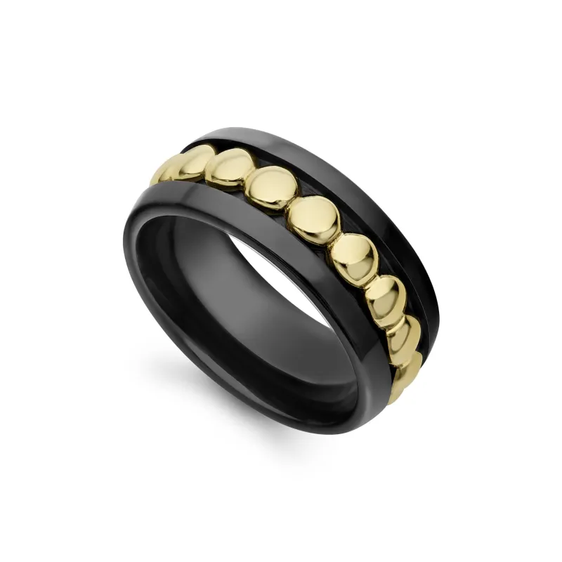 Meridian 18K Gold and Black Ceramic Ring sold by LAGOS