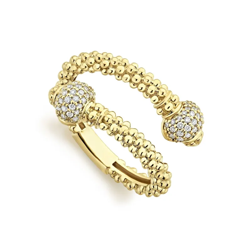 Caviar Gold 18K Gold Diamond Ball Wrap Ring sold by LAGOS