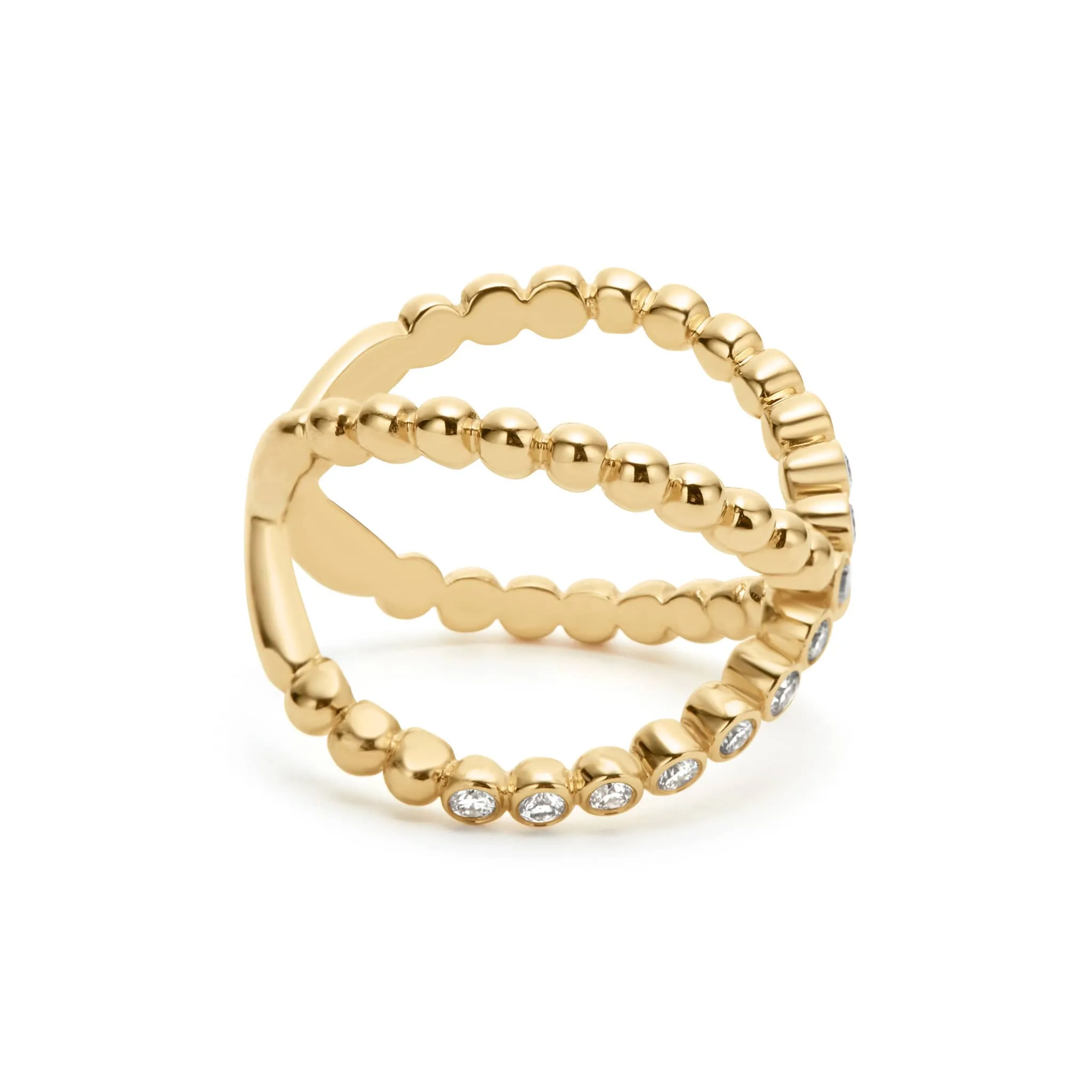 Caviar Gold 18K Gold X Diamond Ring sold by LAGOS product image thumbnail 5