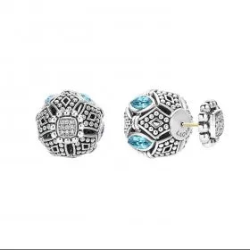 Signature Caviar Swiss Blue Topaz Earring Backs sold by LAGOS product image thumbnail 4