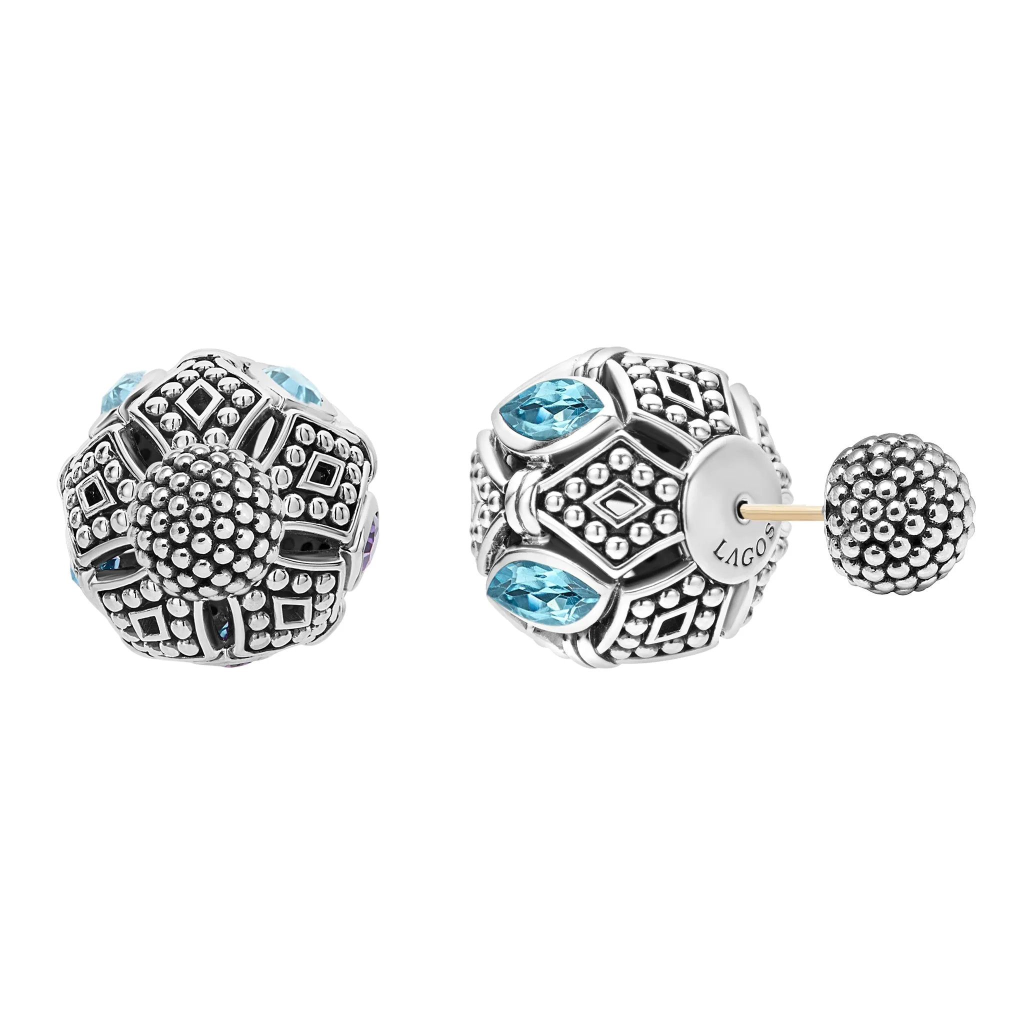 Signature Caviar Swiss Blue Topaz Earring Backs sold by LAGOS product image thumbnail 5