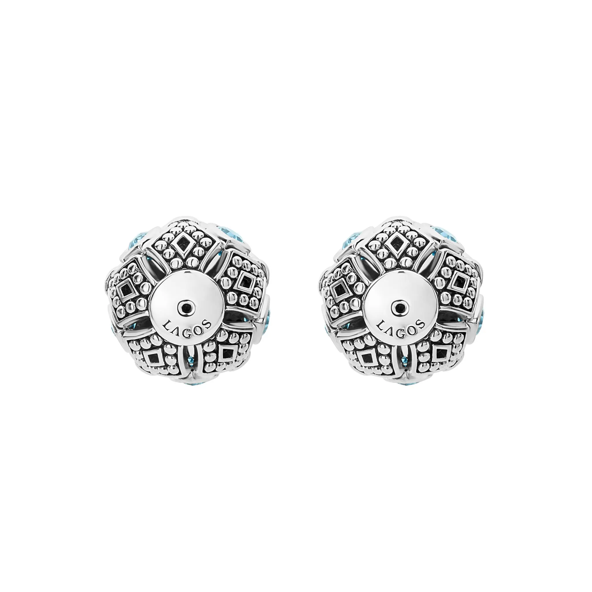 Signature Caviar Swiss Blue Topaz Earring Backs sold by LAGOS product image thumbnail 3