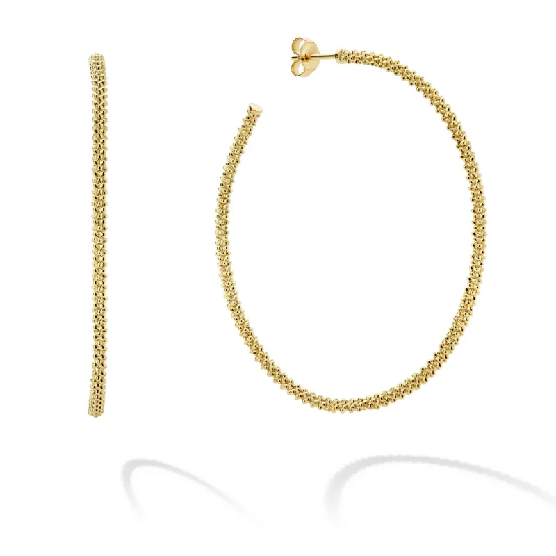 Caviar Gold Large 18K Gold Caviar Hoop Earrings sold by LAGOS