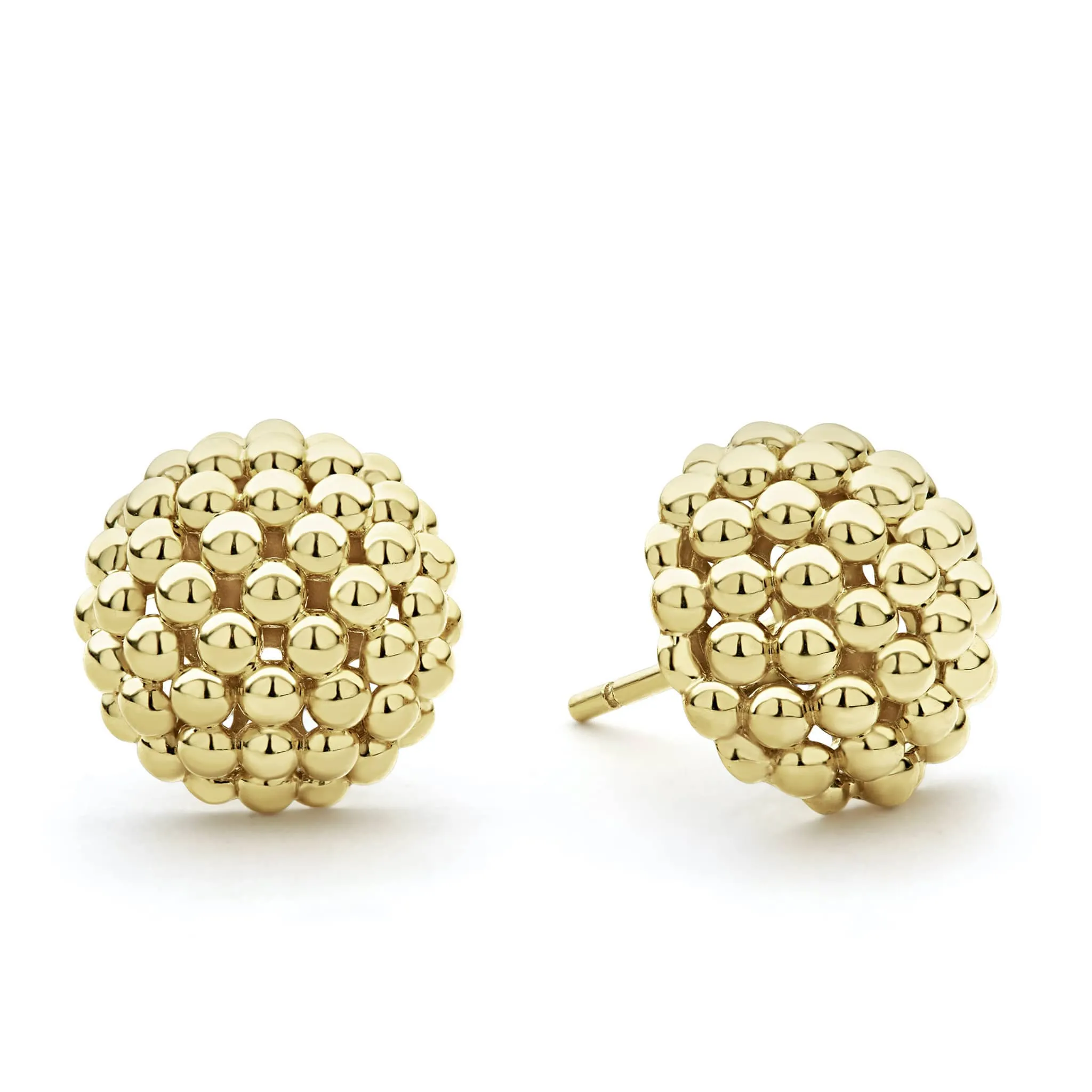 Caviar Gold Large 18K Gold Beaded Stud Earrings sold by LAGOS