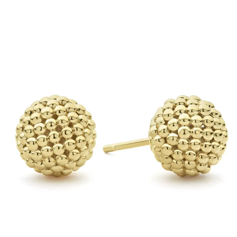 Caviar Gold Beaded 18K Gold Stud Earrings sold by LAGOS