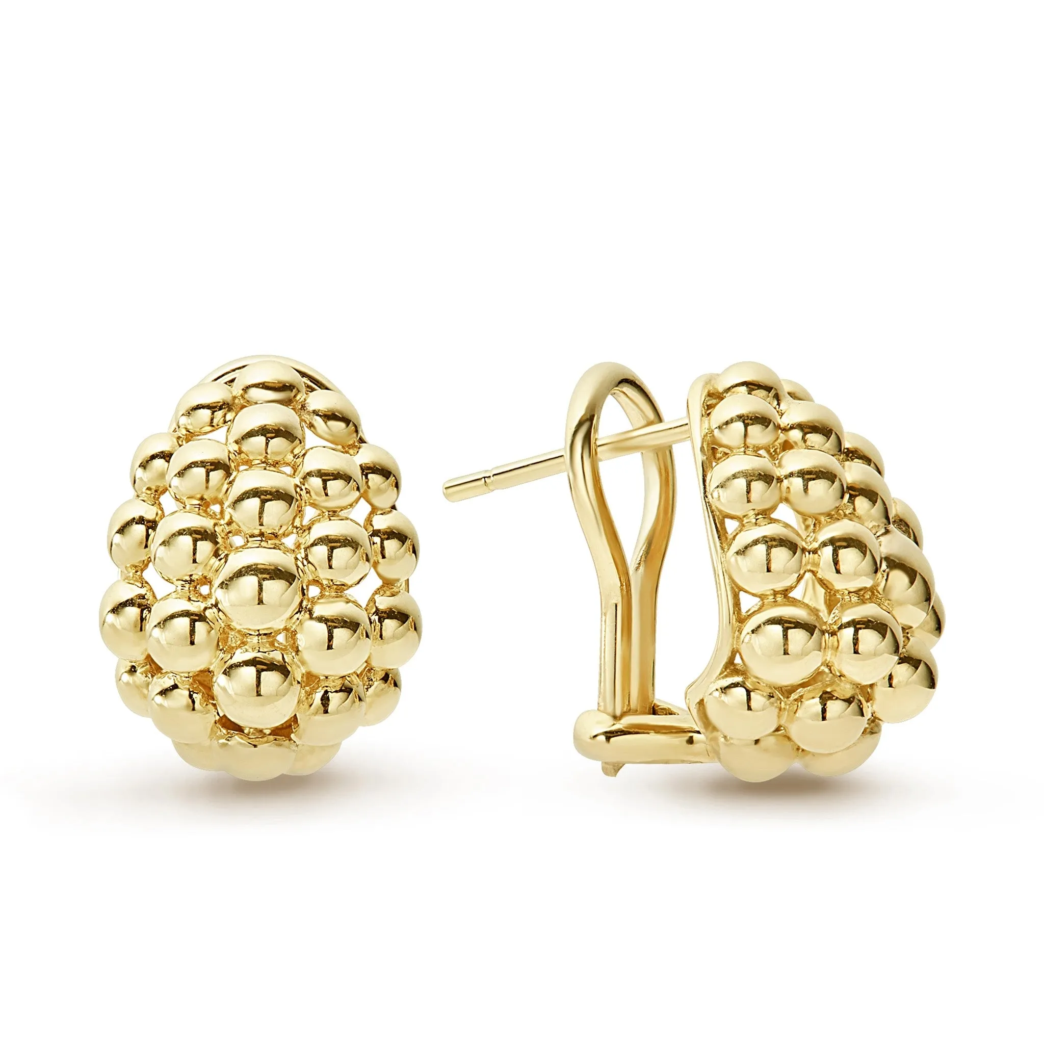 Caviar Gold Small 18K Gold Omega Clip Earrings sold by LAGOS