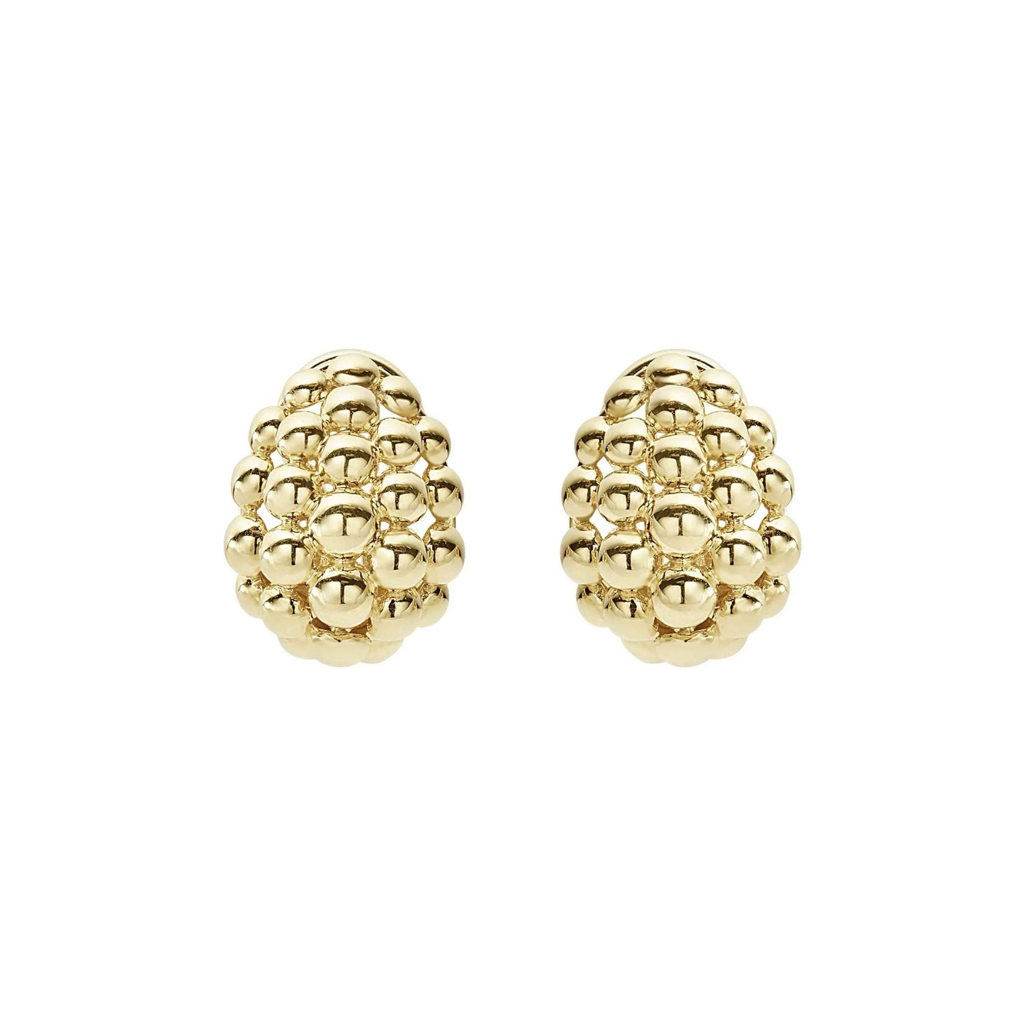 Caviar Gold Small 18K Gold Omega Clip Earrings sold by LAGOS product image thumbnail 3