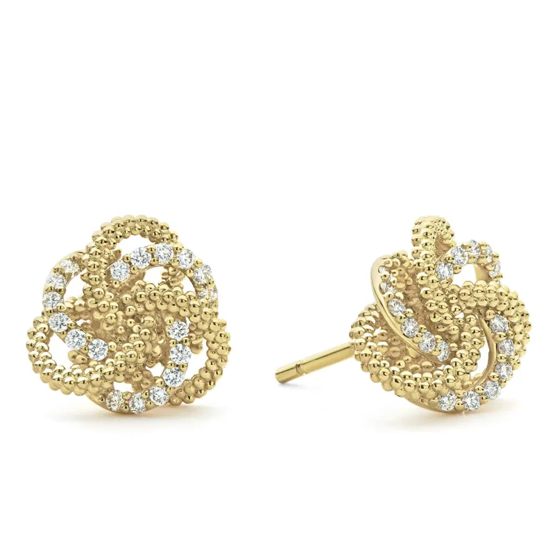 Love Knot Large 18K Gold Love Knot Diamond Stud Earrings sold by LAGOS